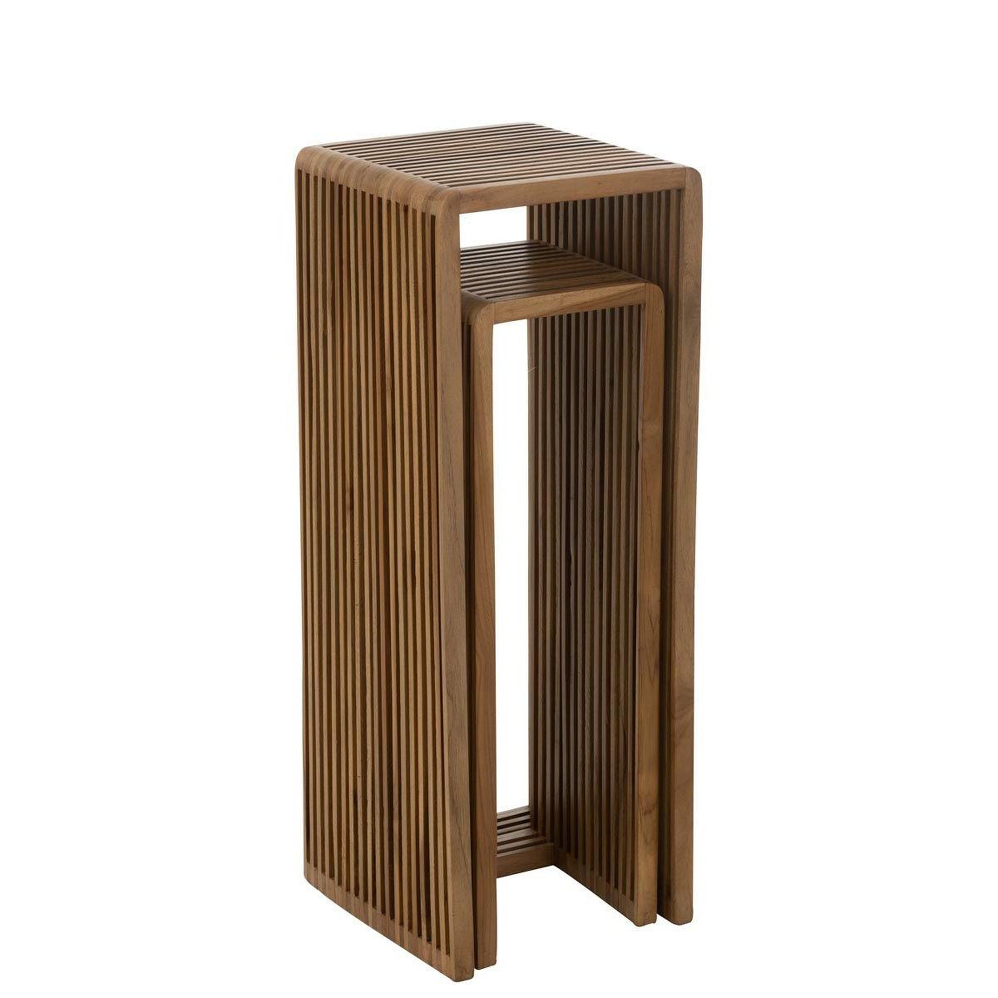 Voir la diapositive 5 : J-LINE Lot de 2 Tables d'Appoint en Bois  Teck  88cm Naturel