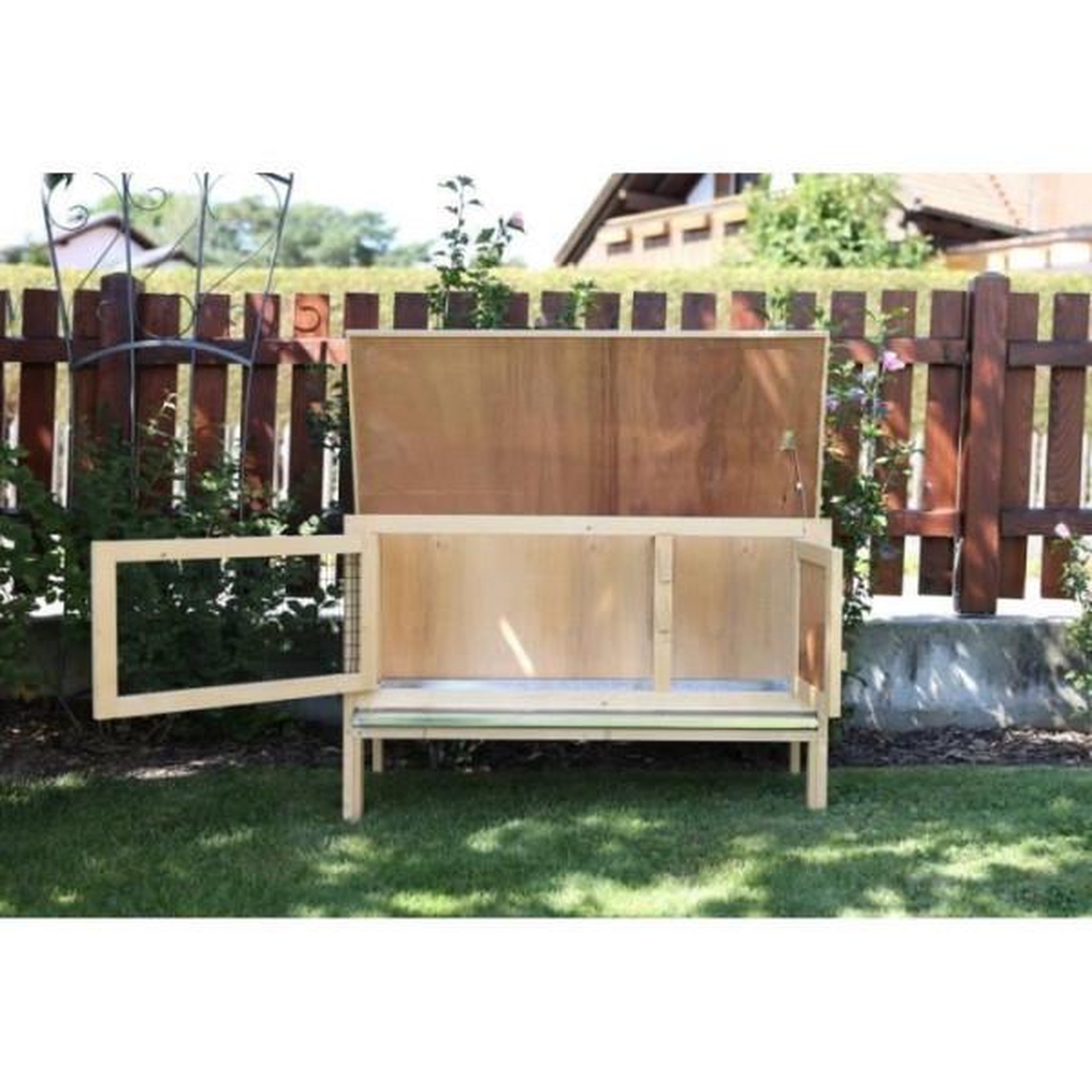 Voir la diapositive 4 : KERBL Clapier d'extérieur - KERBL - FRED - 100x45x62 cm - Bois - Abri sécurisé pour rongeurs