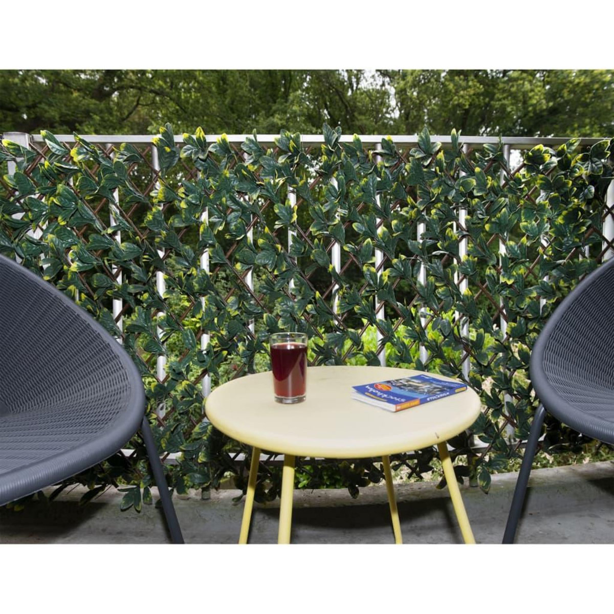 NATURE Treillis extensible en osier avec feuillage PE Troène de Californie 180 x 90 cm - Nature