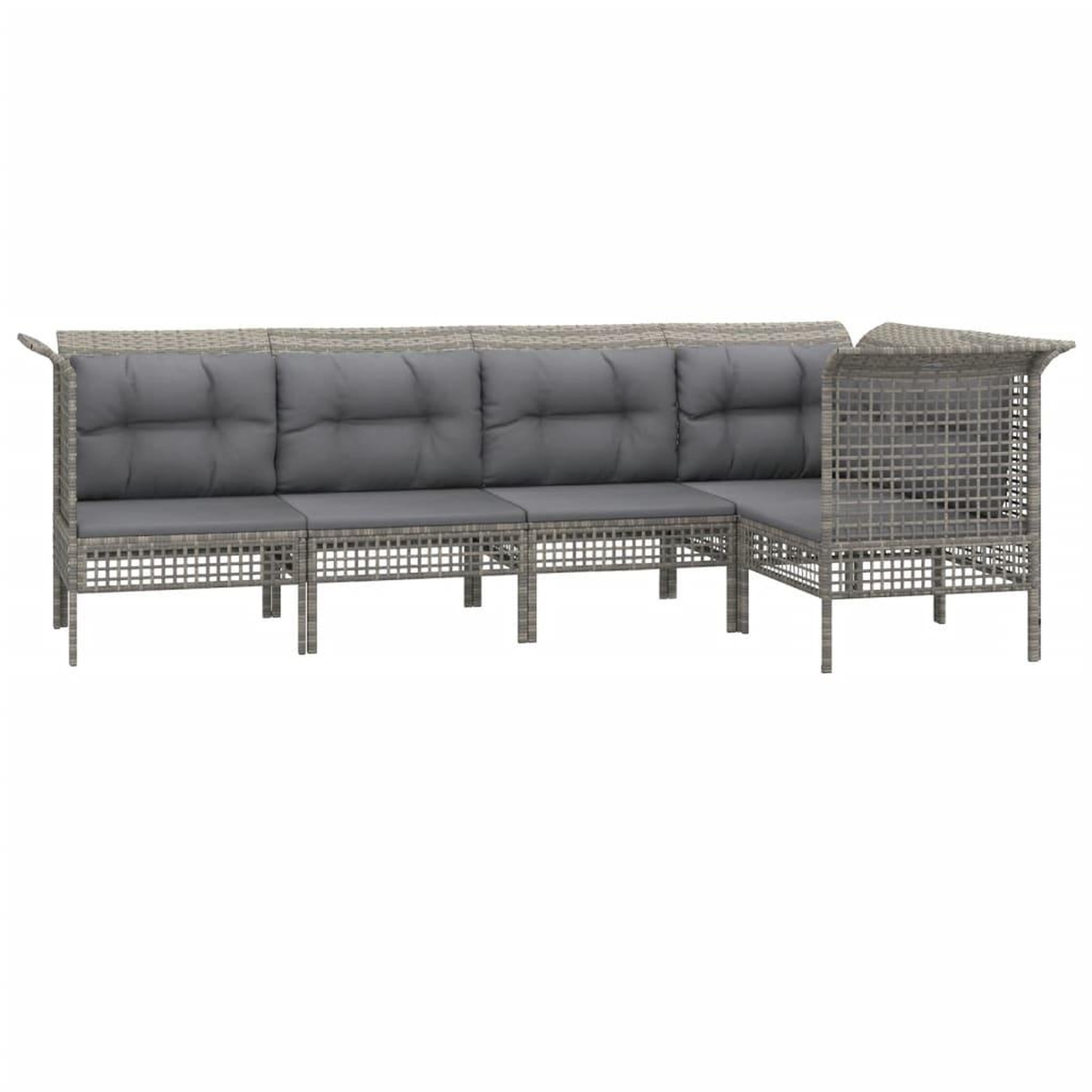Voir la diapositive 3 : VIDAXL Salon de jardin 5 pcs avec coussins Gris Resine tressee