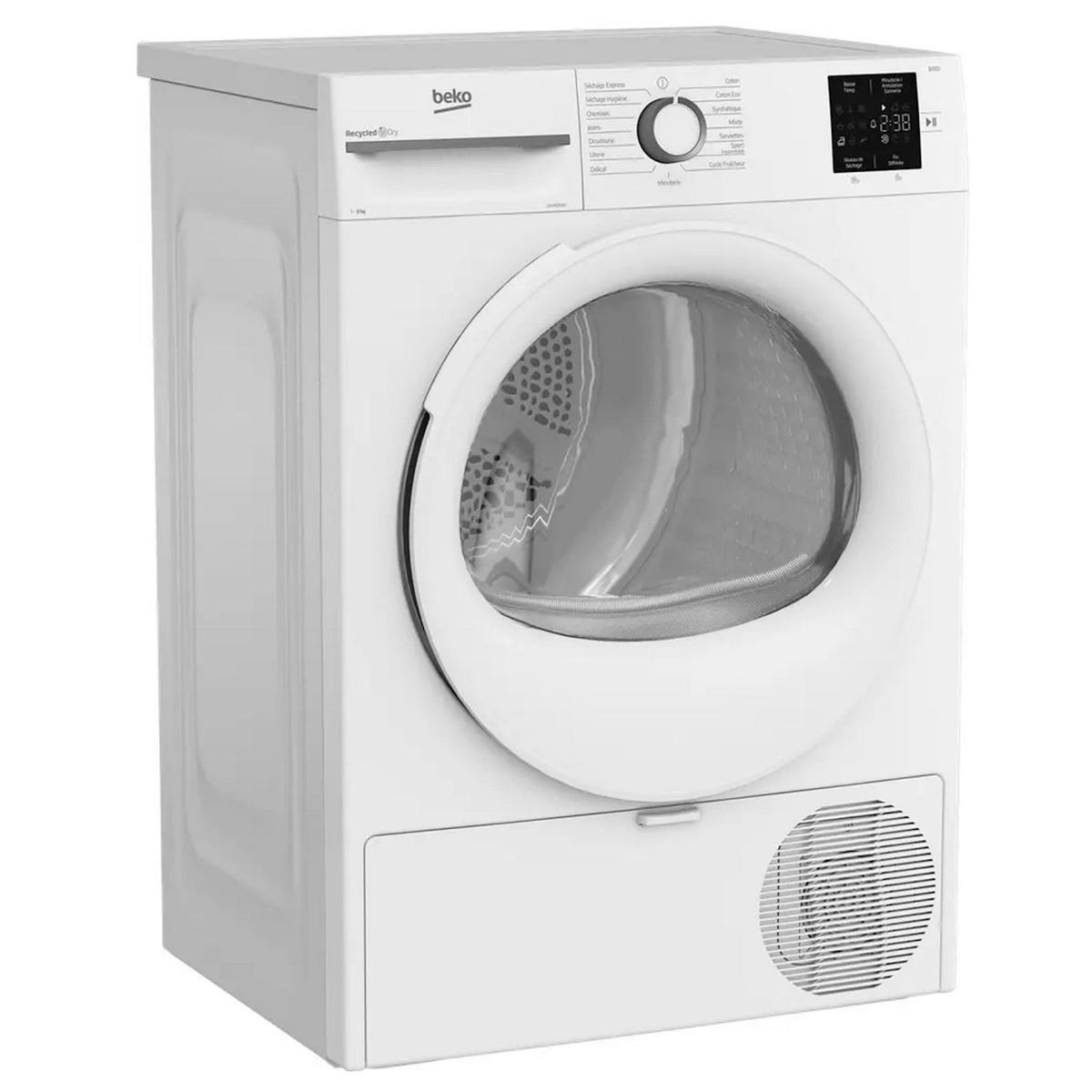 Beko Sèche-linge pompe à chaleur 60cm 8kg blanc - D3H18D01W