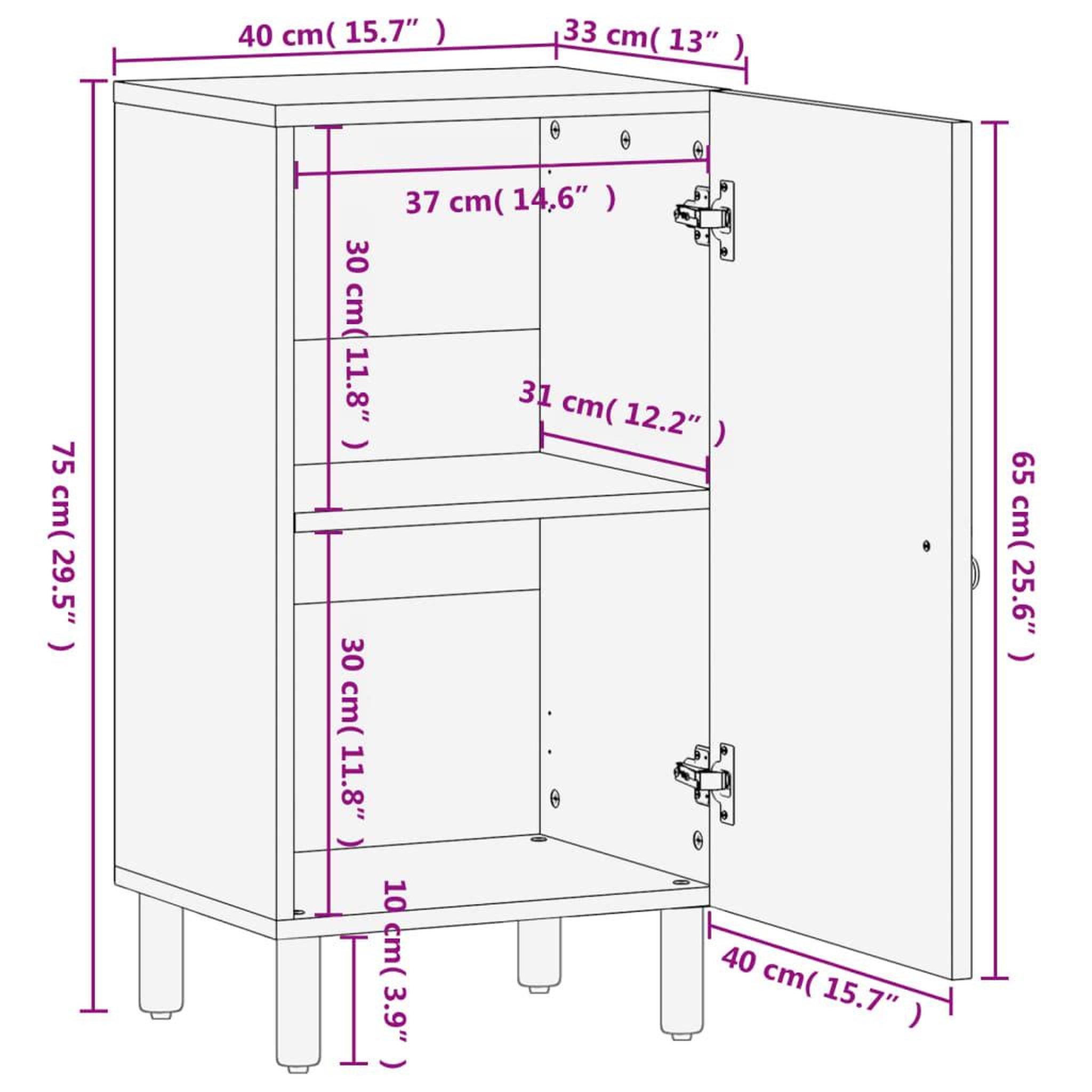 Voir la diapositive 6 : VIDAXL Armoire laterale 40x33x75 cm bois massif de manguier