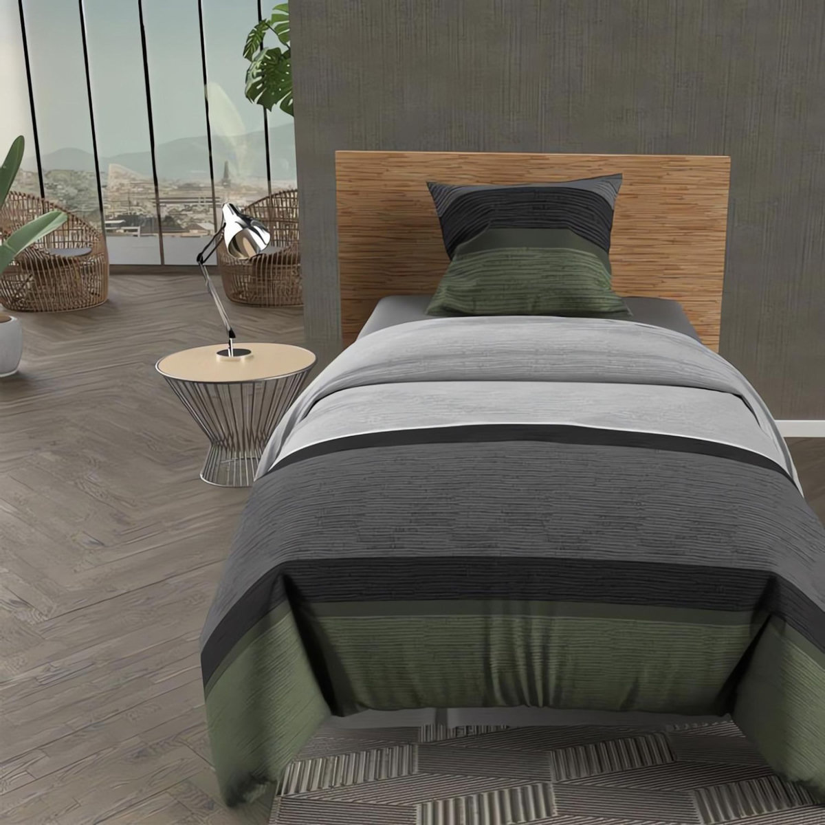 SOLEIL D'OCRE Parure housse de couette en coton 57 Fils/cm2 STRIPE, par Soleil d'ocre