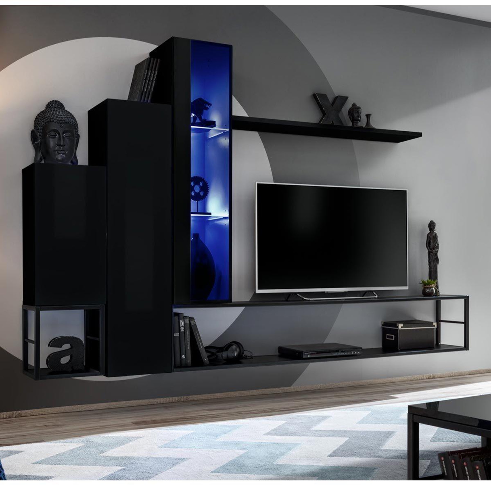 Paris Prix Ensemble meuble tv design  switch viii  240cm noir