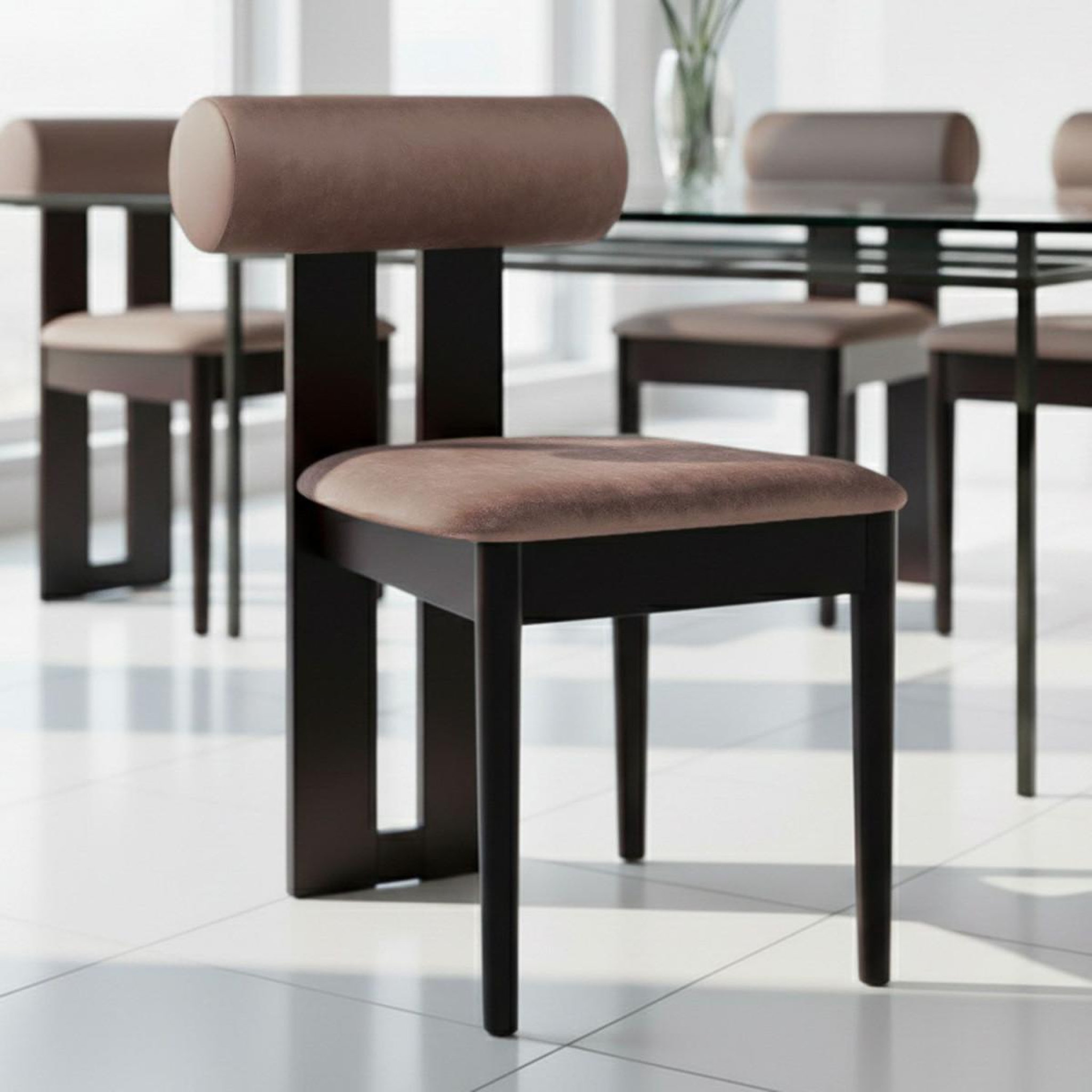 Voir la diapositive 6 : Paris Prix Chaise design en velours  jasper  79cm marron