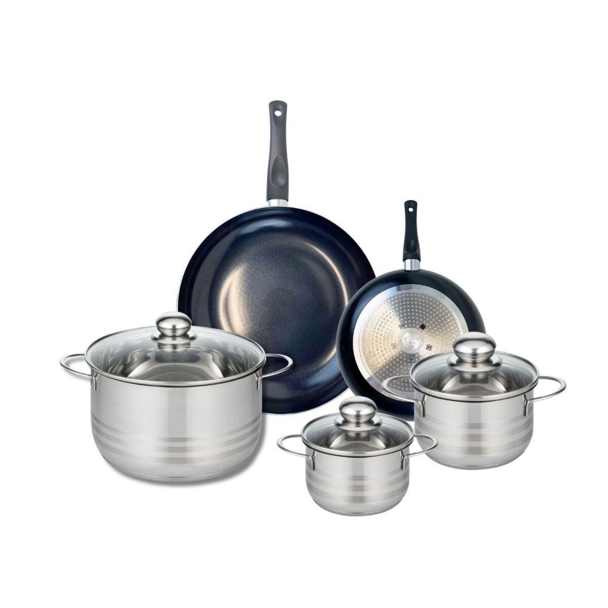 ELO Ensemble de 2 Poêles de cuisson 20 et 28 cm et 3 faitouts 14, 16 et 24 cm Elo Prima Brillant