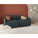 LISA DESIGN Penelope - canapé droit modulable 2 places en velours texturé. Coloris disponibles : Beige, Orange, Noir, Bleu, Gris