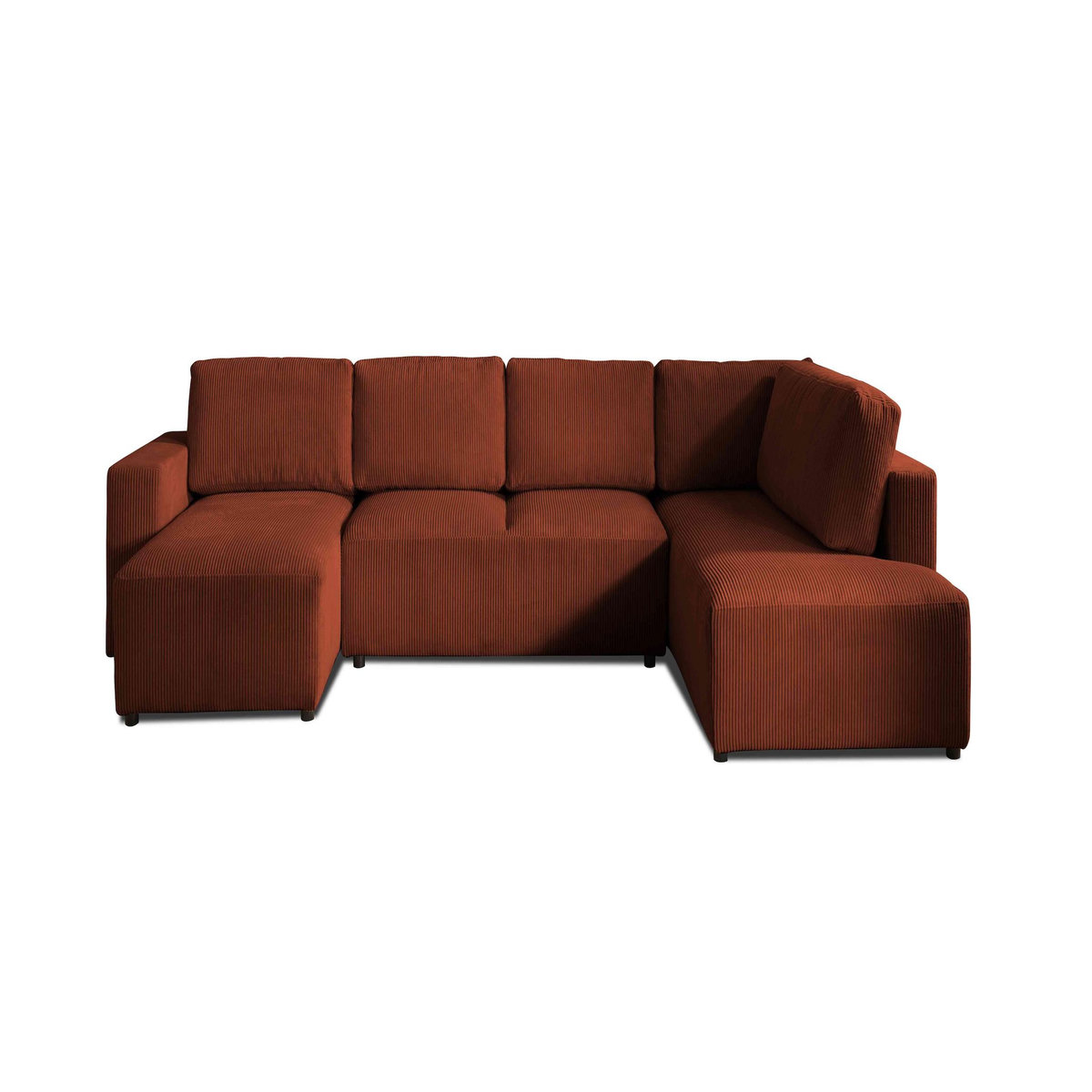 LISA DESIGN Livy - canapé panoramique convertible - avec coffre - en velours côtelé - 7 places - droit