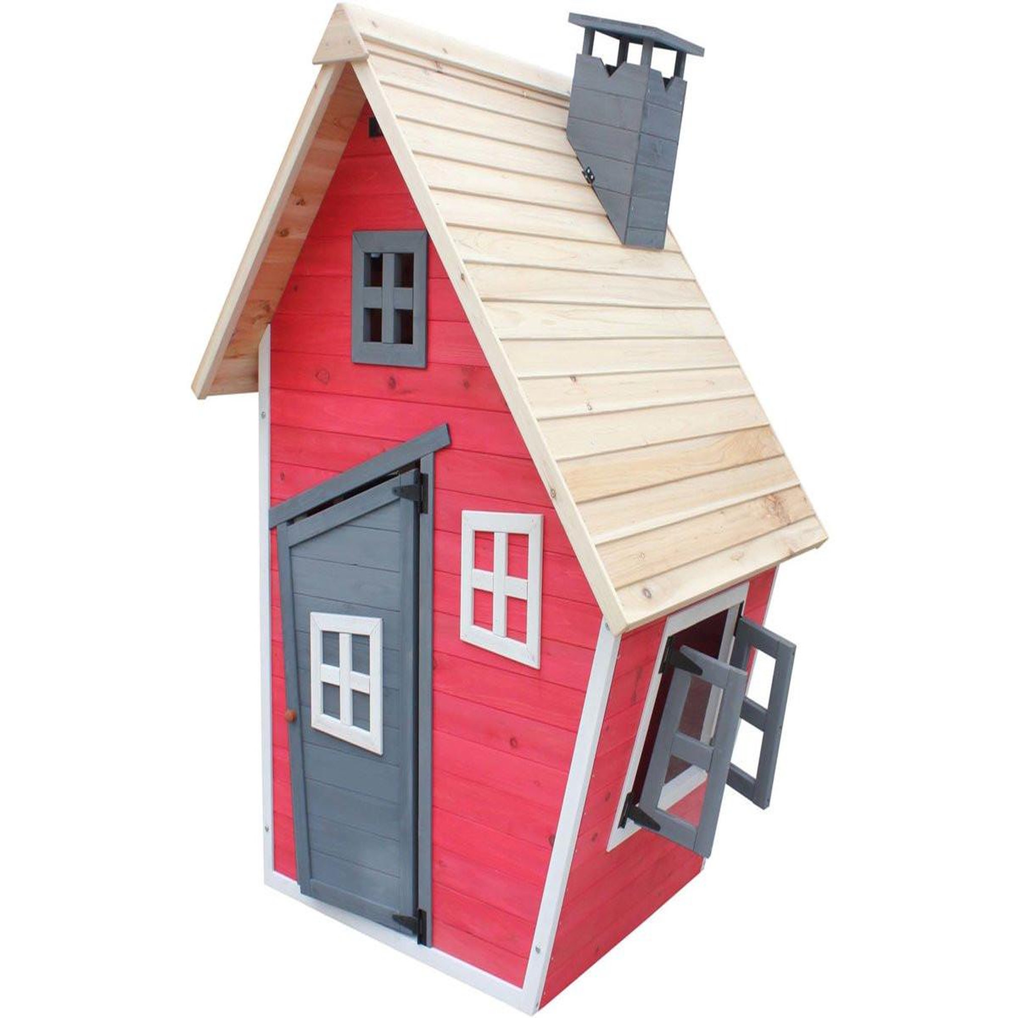 Voir la diapositive 1 : Habitat et Jardin Maisonnette  lilou  - 119.5 x 156 x 102 cm - rouge/gris