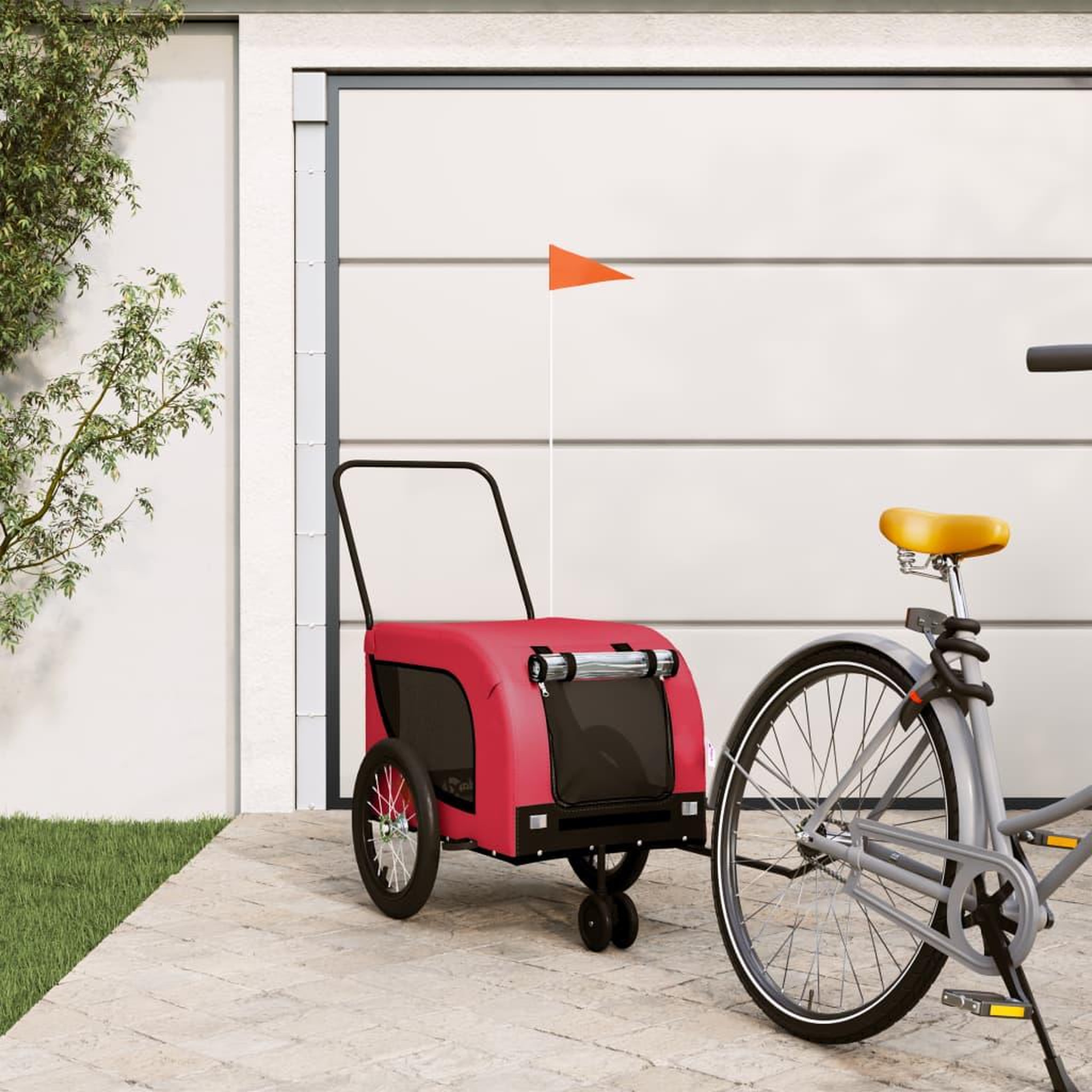 VIDAXL Remorque de velo pour animaux de compagnie rouge et noir