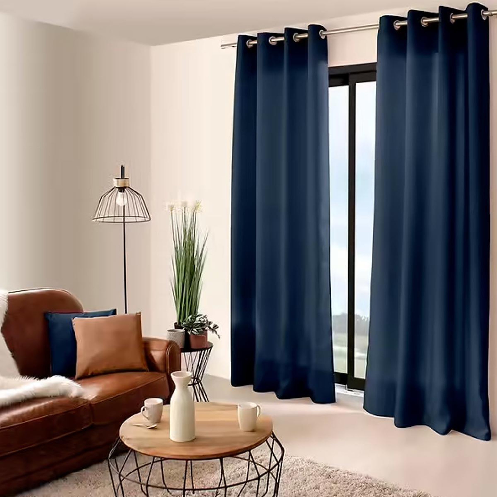 ENJOY HOME Rideau à œillets uni  basic  140x240cm bleu marine