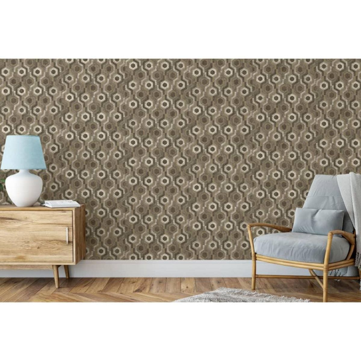 DUTCH WALLCOVERINGS DUTCH WALLCOVERINGS Papier peint Galactic Marron et blanc