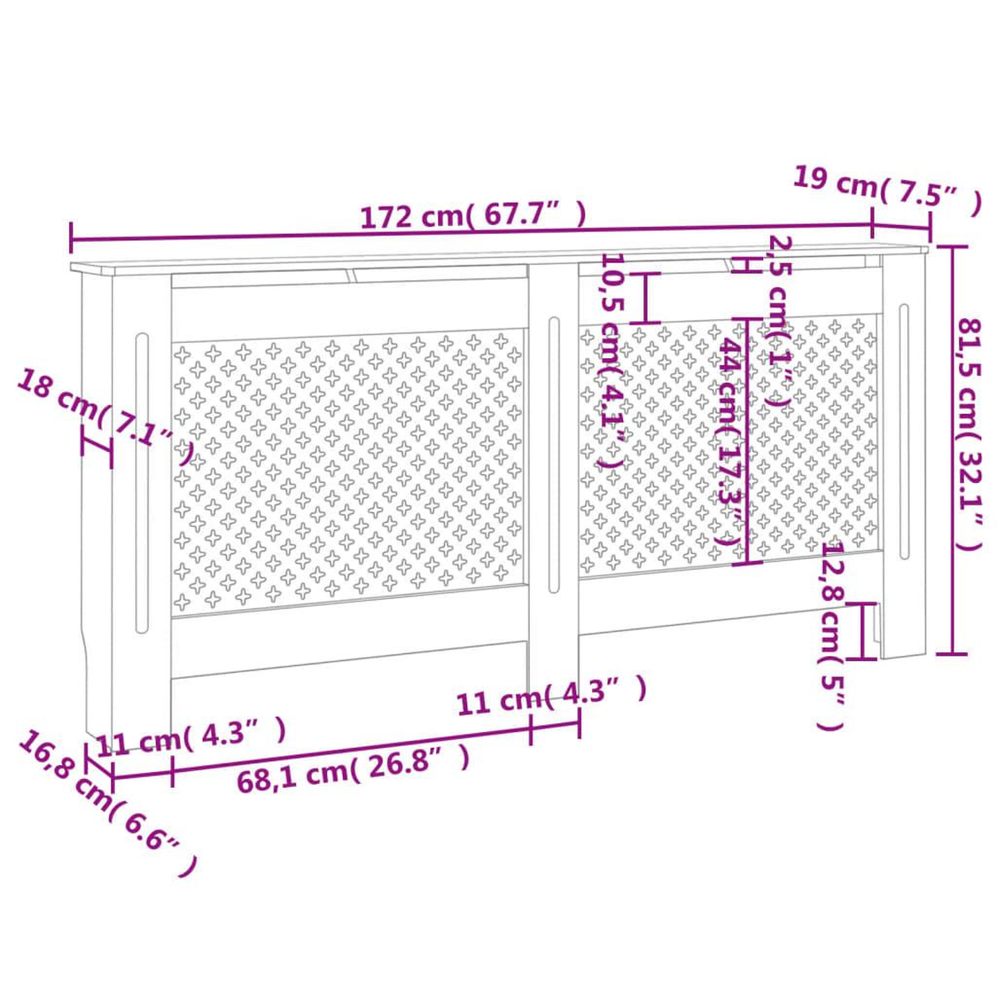 Voir la diapositive 6 : VIDAXL Cache-radiateur Blanc 172x19x81,5 cm MDF