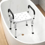 Voir la diapositive 4 : HOMCOM Chaise de douche hauteur réglable aluminium antirouille blanc