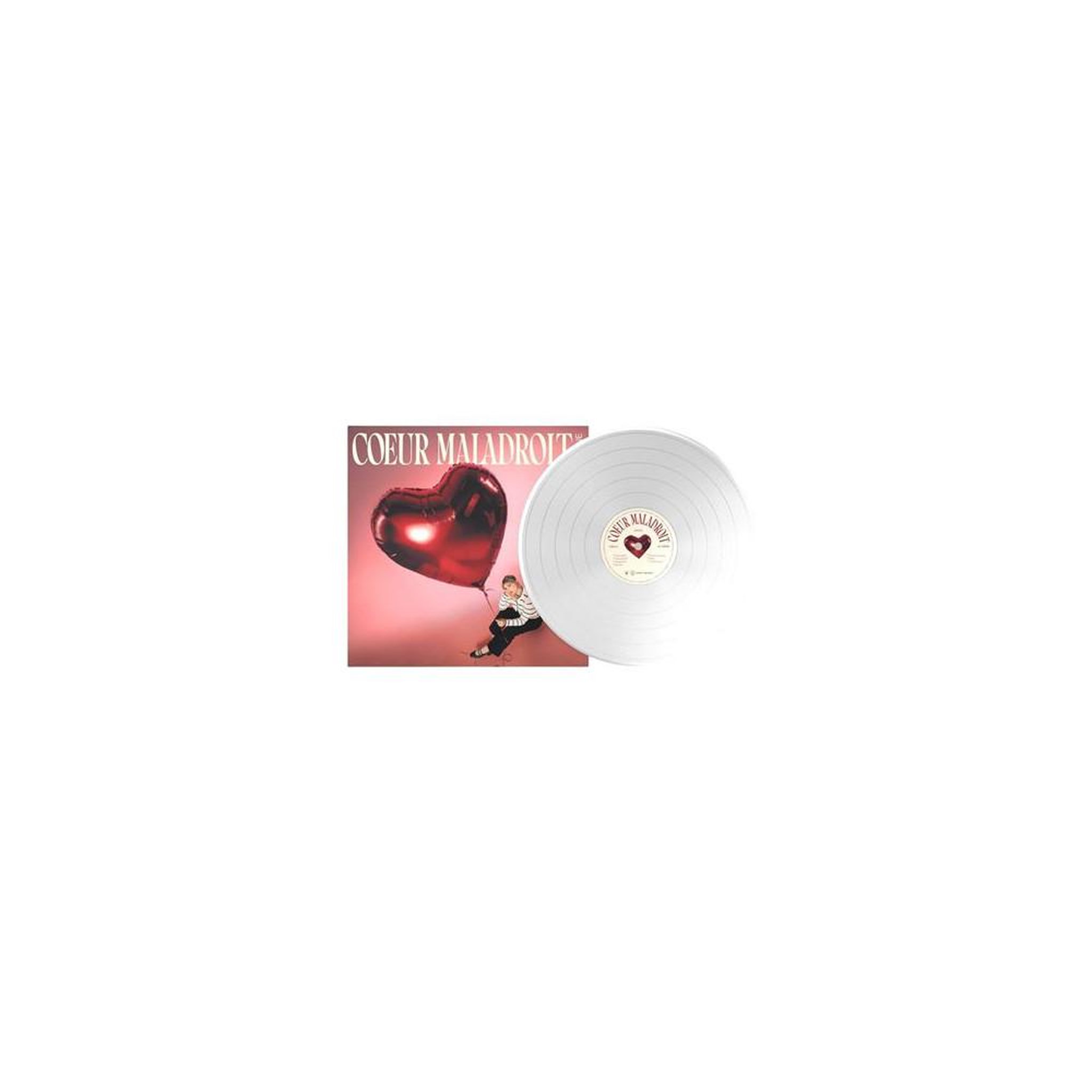COLUMBIA Vinyle 12 pouces blanc columbia cœur maladroit, étiquette rouge et pochette cœur