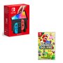 NINTENDO Console Nintendo Switch (modèle OLED) Joy-Con Bleu et Rouge + New Super Mario Bros U Deluxe SWITCH