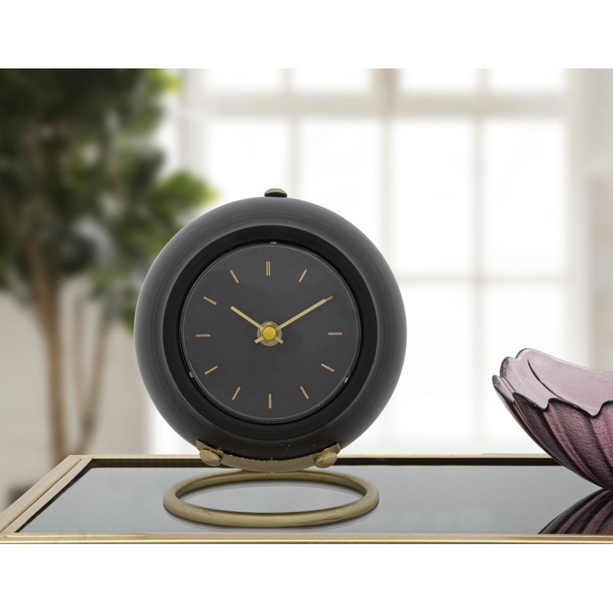 Voir la diapositive 4 : Paris Prix Horloge à poser en métal  ball  19cm noir
