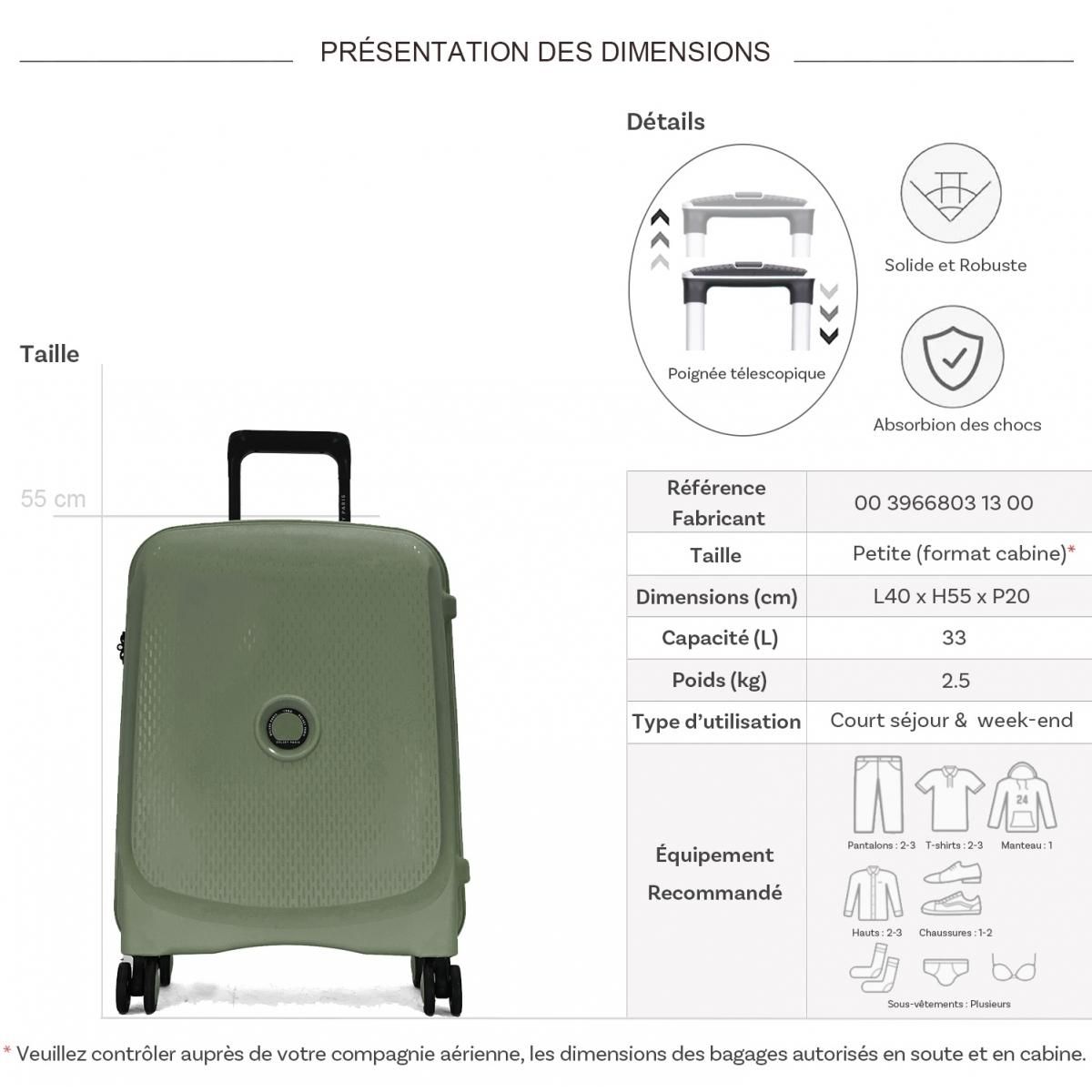 Delsey Valise cabine rigide Beaumont TSA Polypropylène 55cm