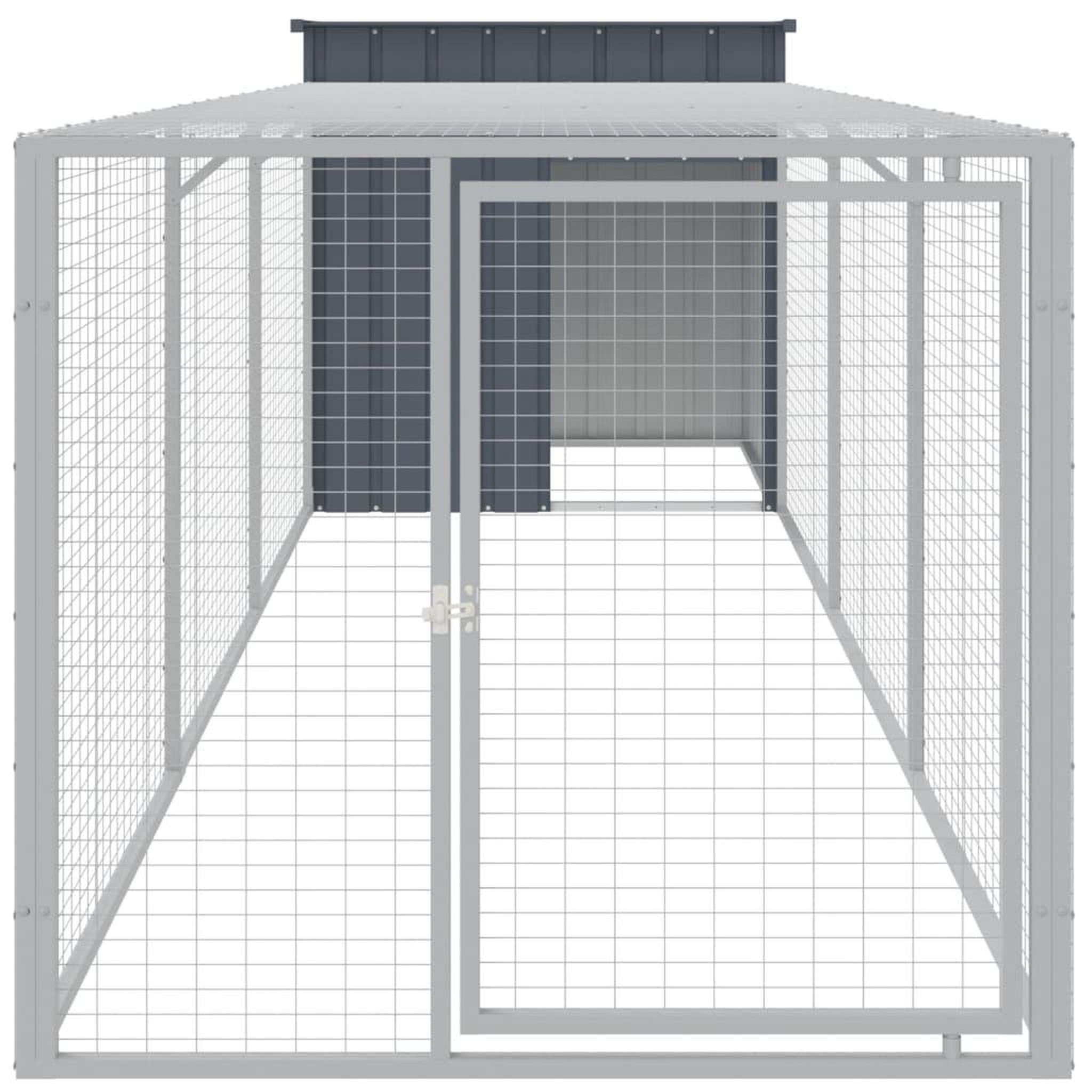 Voir la diapositive 3 : VIDAXL Poulailler avec cour anthracite 110x405x110 cm acier galvanise