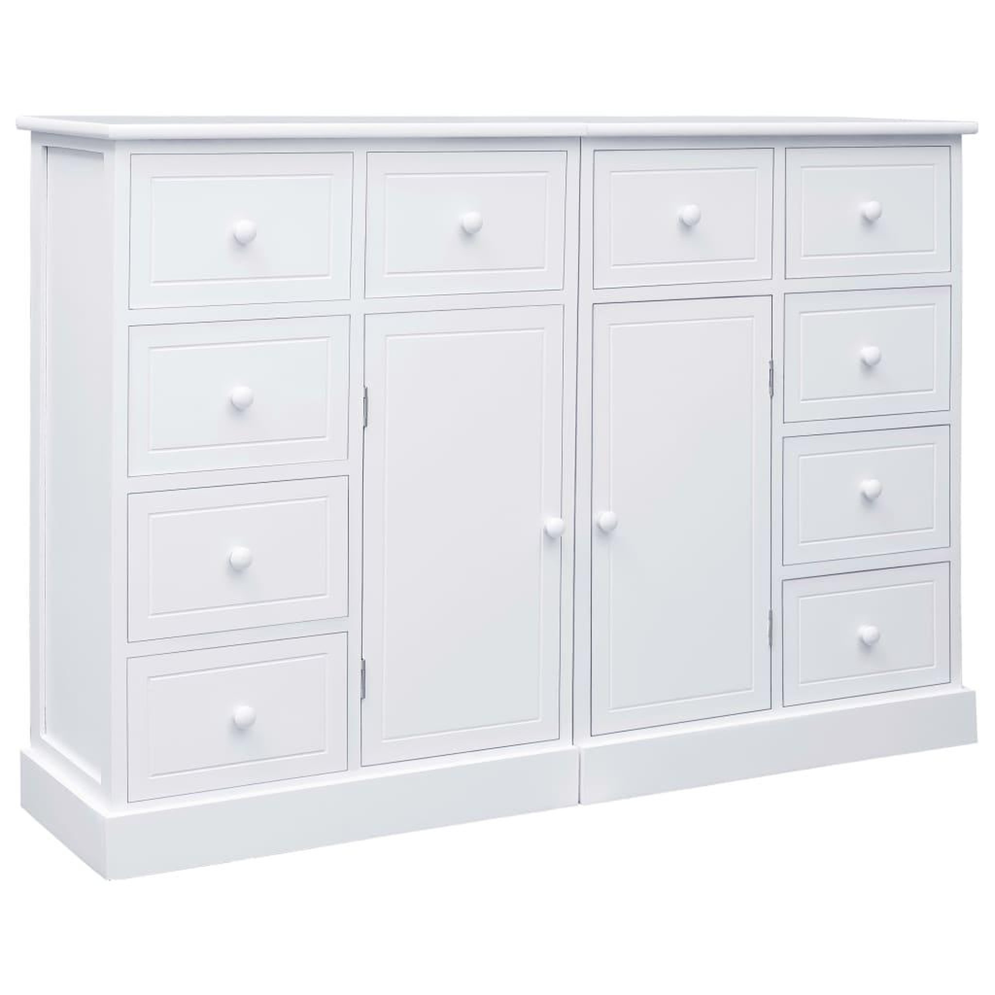 Voir la diapositive 1 : VIDAXL Buffet avec 10 tiroirs Blanc 113x30x79 cm Bois