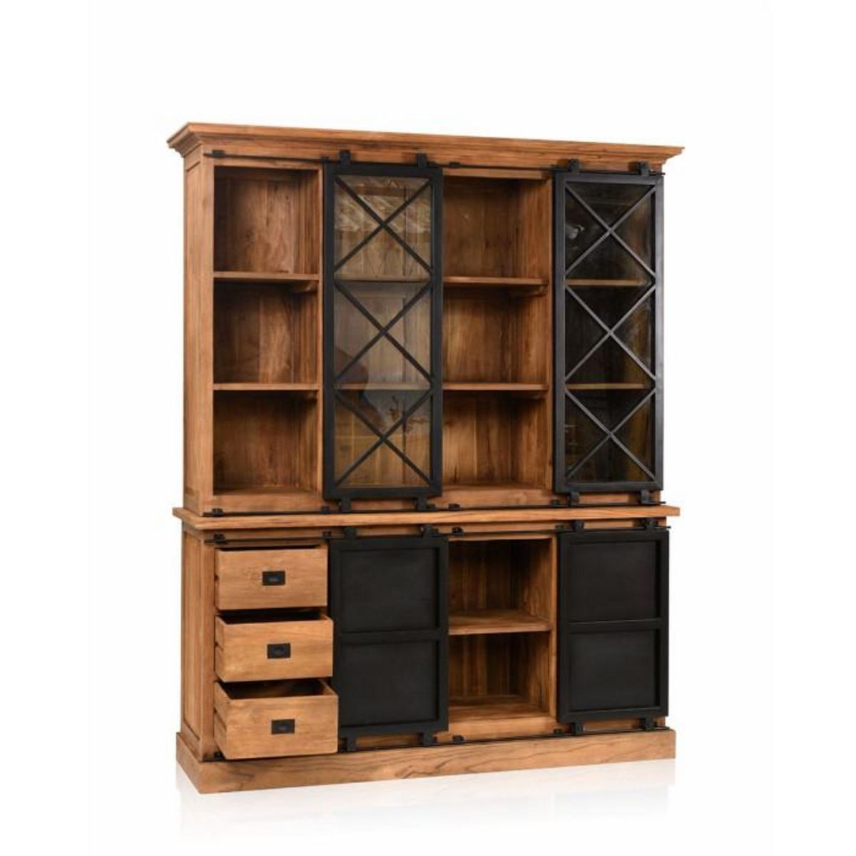 Paris Prix Vaisselier en Bois  Mylène  220cm Naturel & Noir