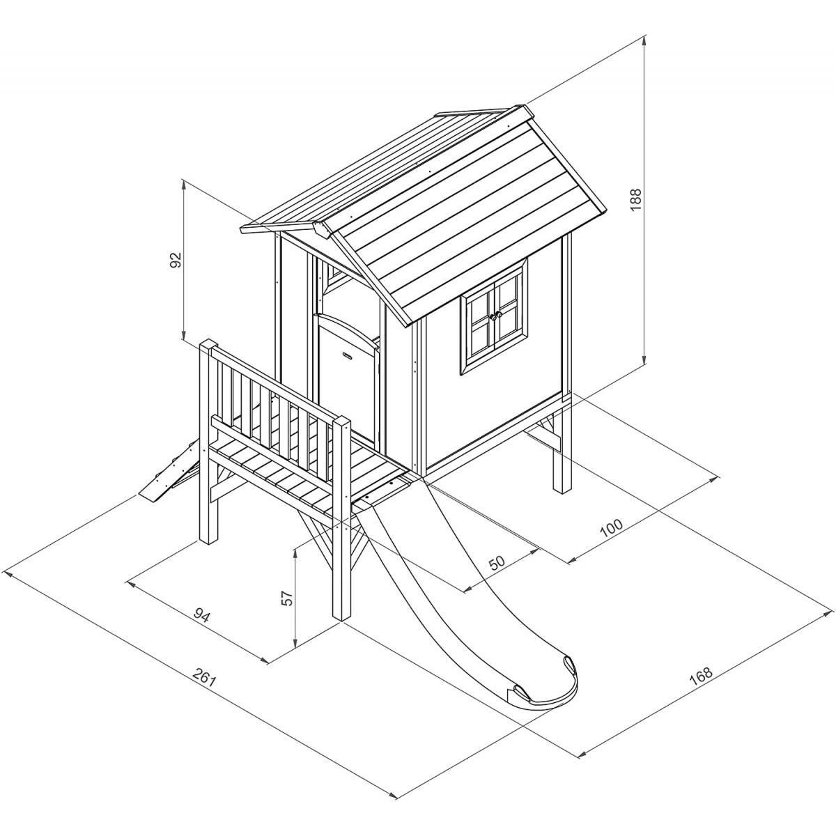 Axi House AXI Maisonnette Lodge XL en bois Blanc gris toboggan Blanc