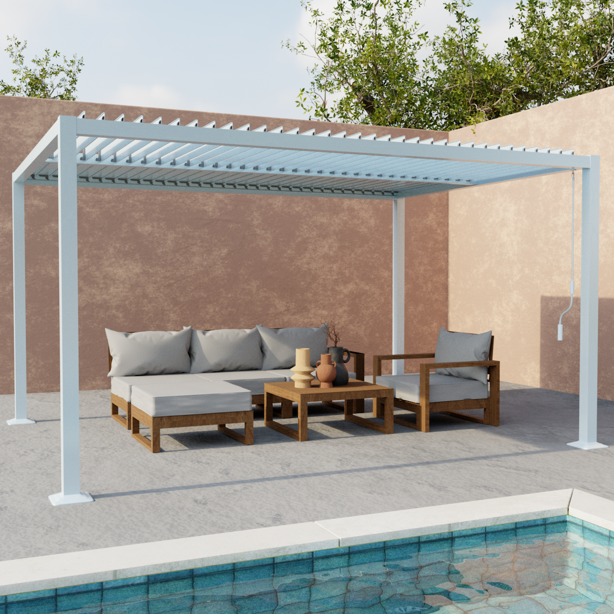 SWEEEK Pergola bioclimatique aluminium et acier lames orientables 4x3m Palace