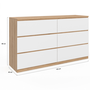 Voir la diapositive 5 : ID MARKET Commode 6 tiroirs TOMI XXL 140 cm bois façon hêtre et blanc