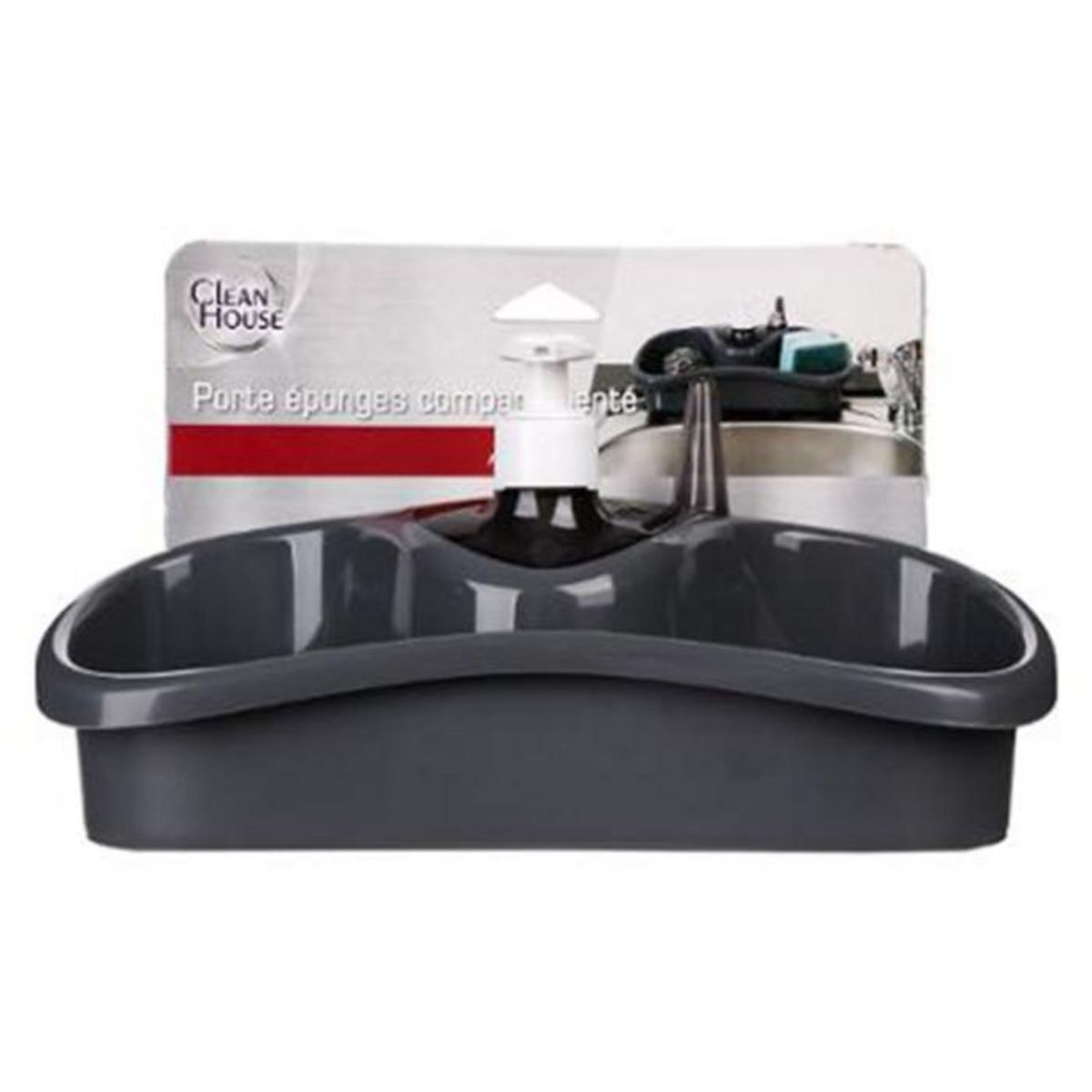 FIVE Distributeur de Savon & Porte Éponge  Spon  25cm Gris