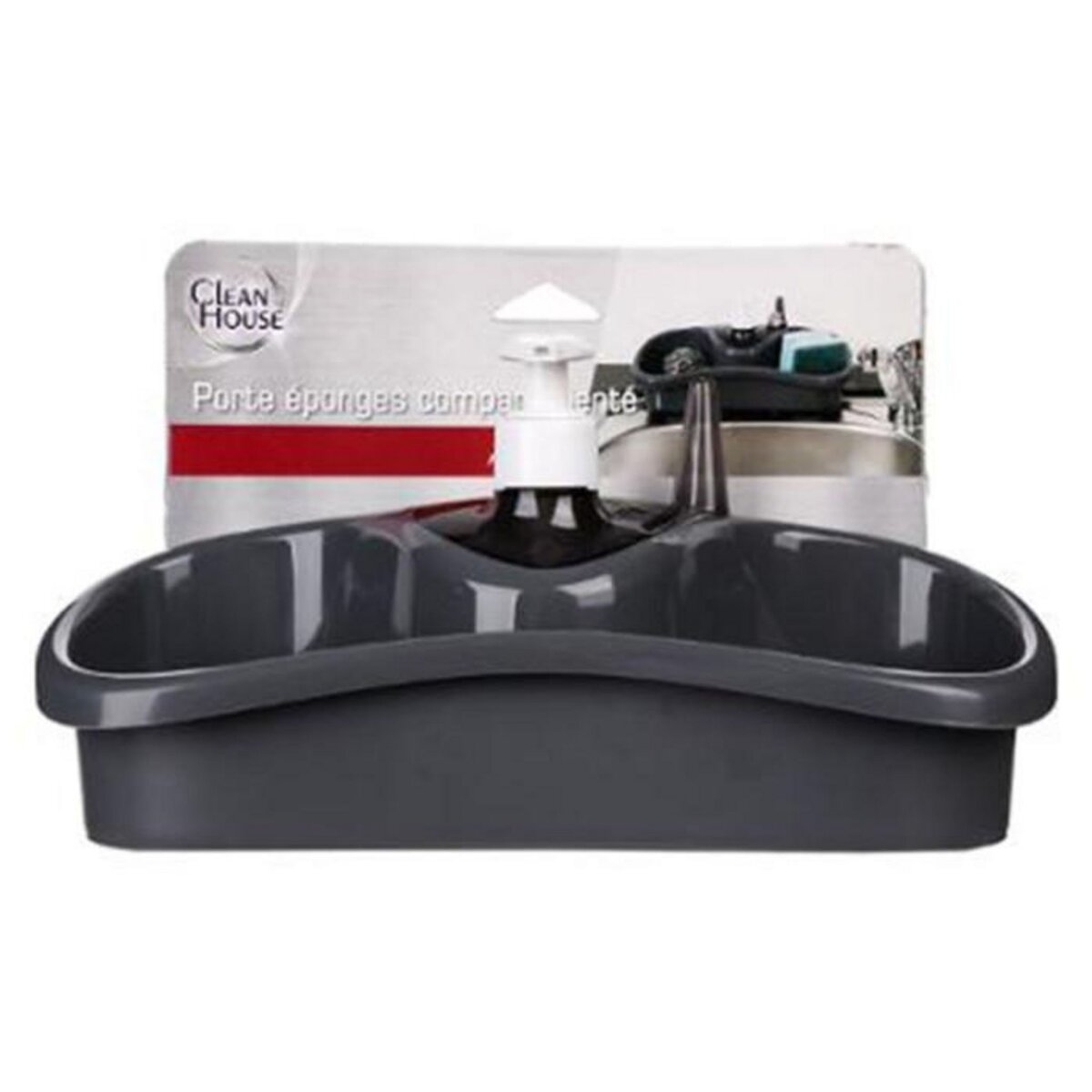 FIVE Distributeur de Savon & Porte Éponge  Spon  25cm Gris