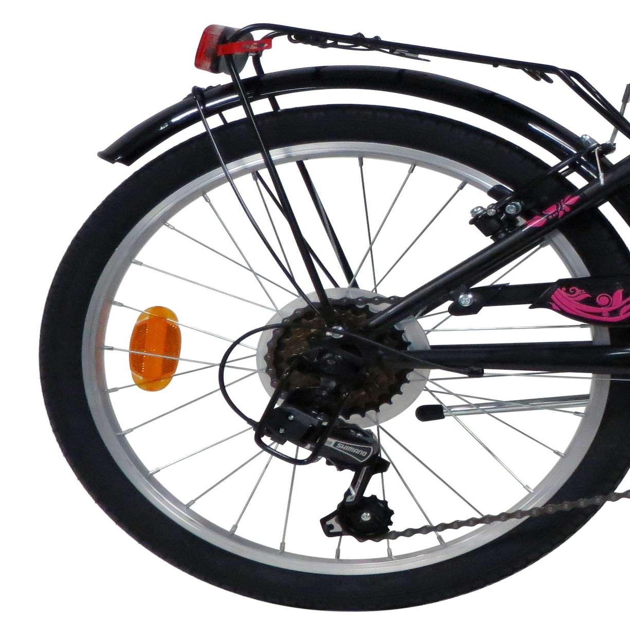 Voir la diapositive 2 : Vélo enfant (120/140 cm) / Modèle 20'' rigide fille   Olinda  de 115 à 140 cm - Fourche rigide - 6 vitesses - Dérailleur Shimano - Freins V-Brake - Equipé City
