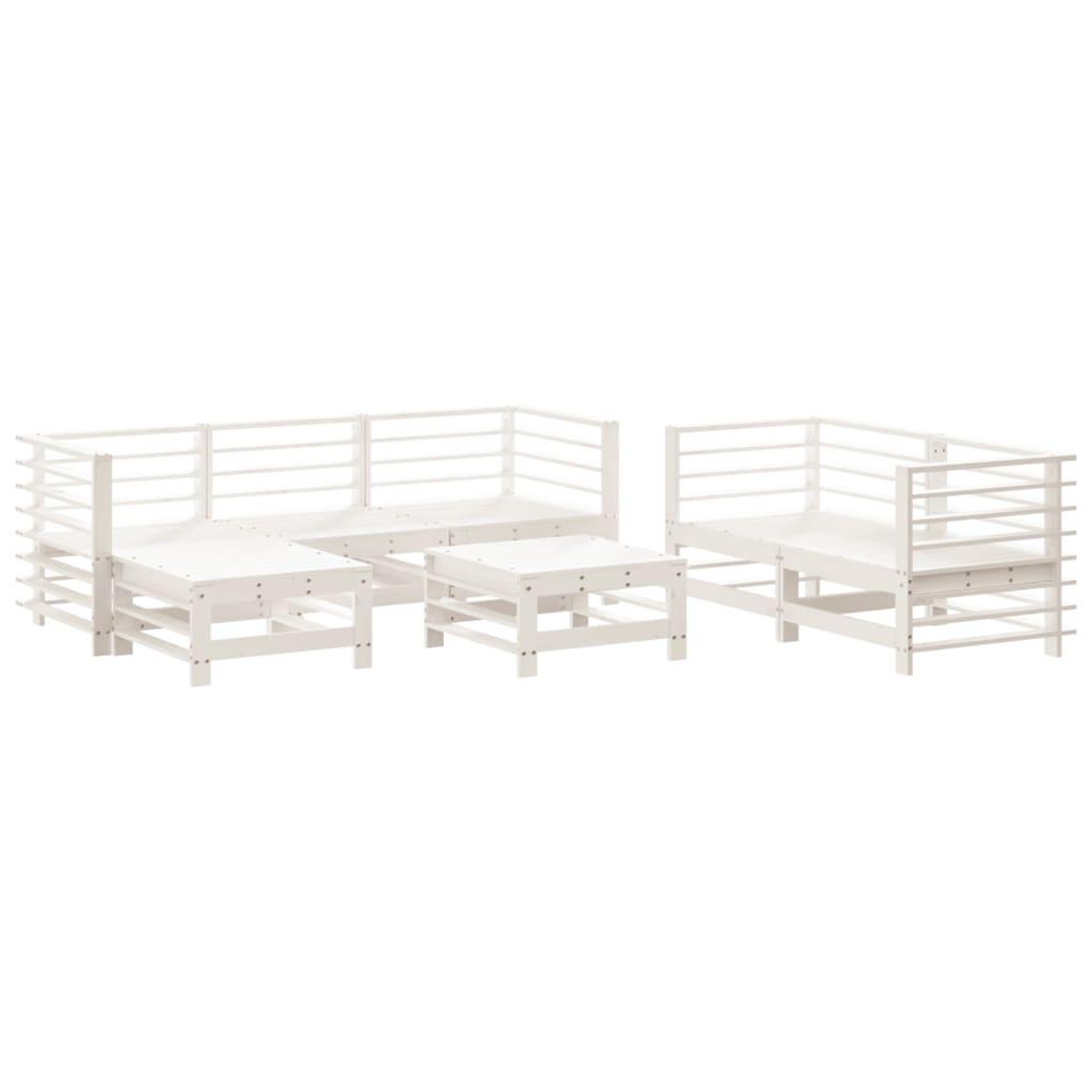 Voir la diapositive 2 : VIDAXL Salon de jardin 7 pcs Blanc Bois de pin massif