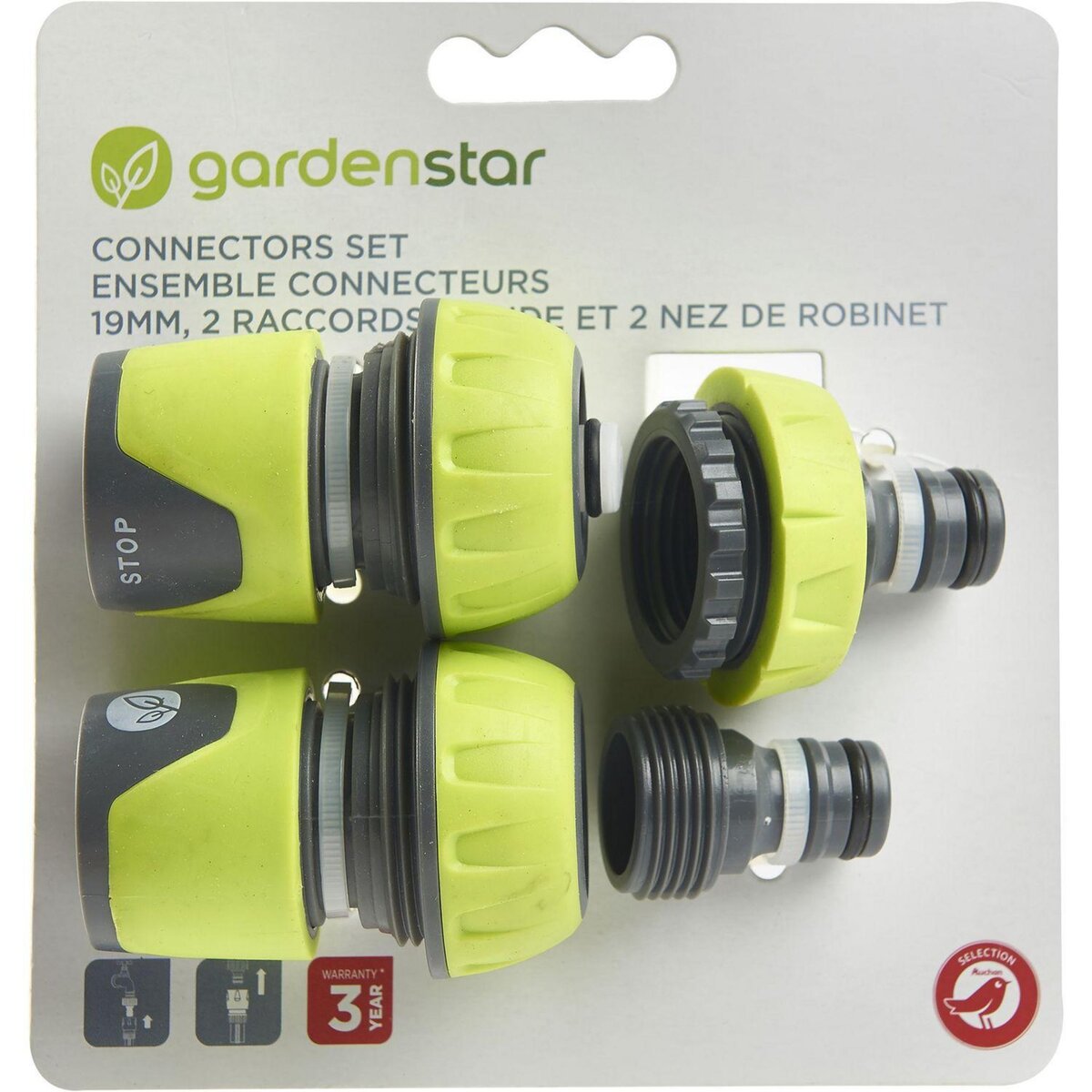 GARDENSTAR Ensemble 4 raccords - D19mm