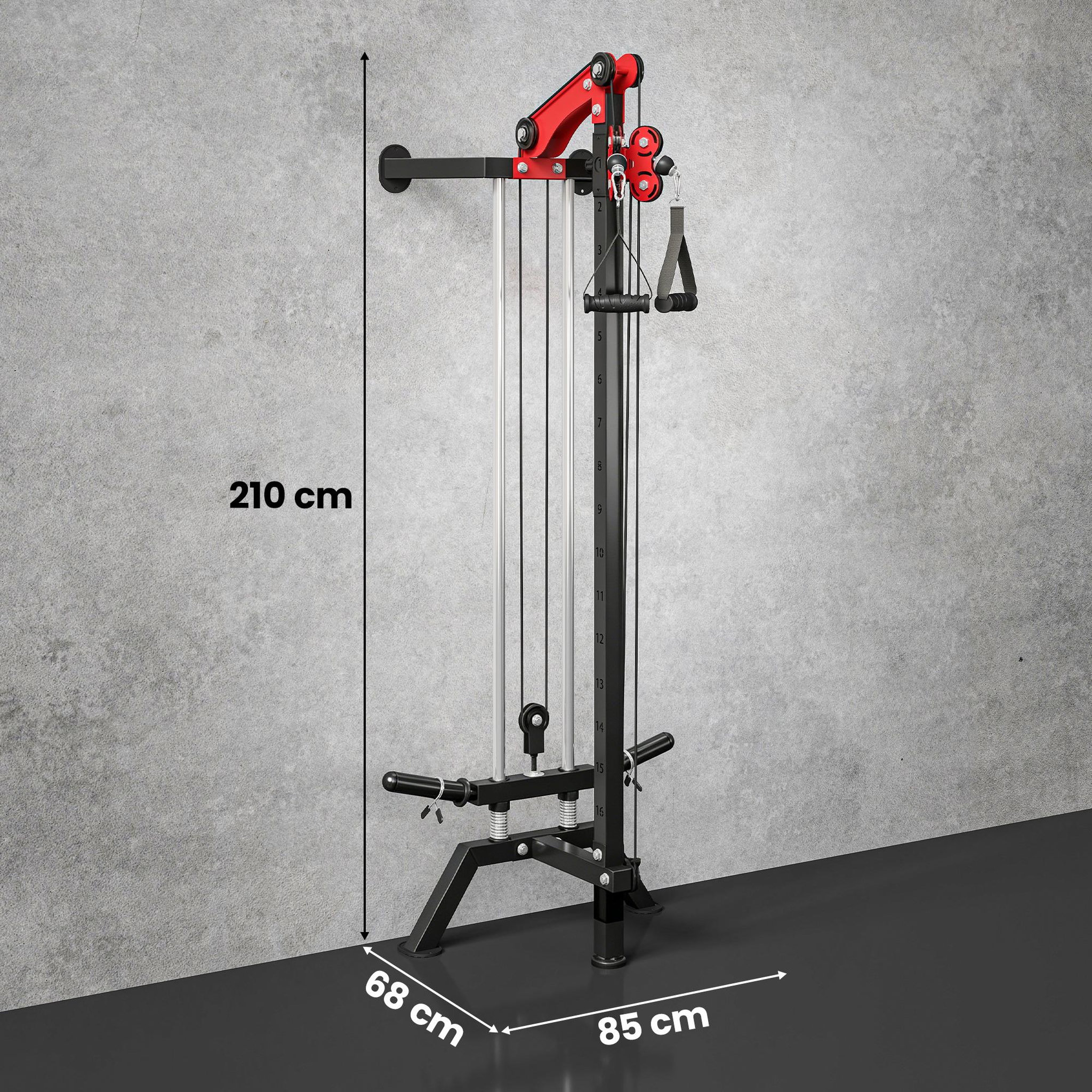 Voir la diapositive 3 : HOMCOM Machine à poulie musculation réglable 16 positions contrepoids max. 60 kg
