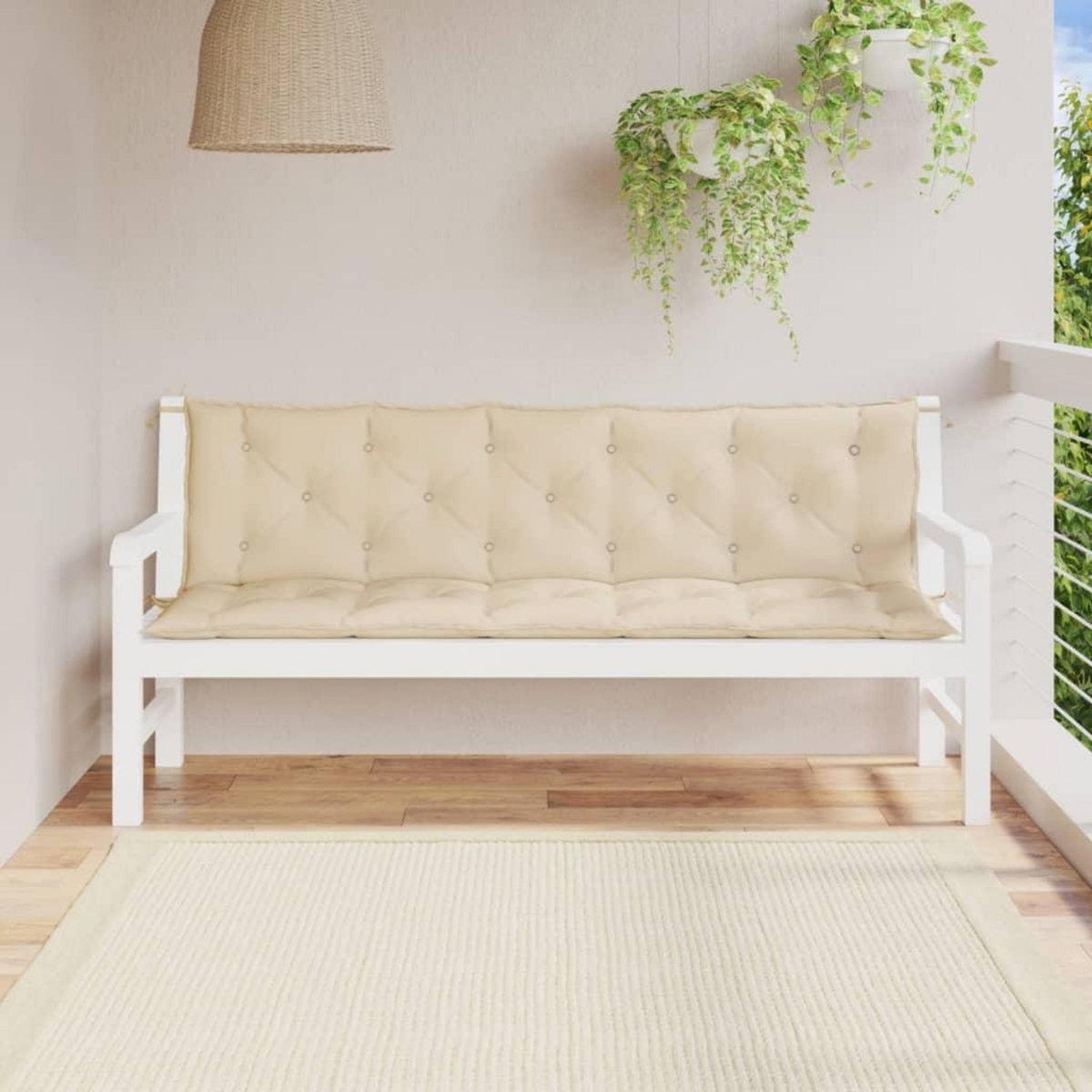 VIDAXL Coussins de banc jardin lot de 2 beige 180x50x7 cm tissu Oxford
