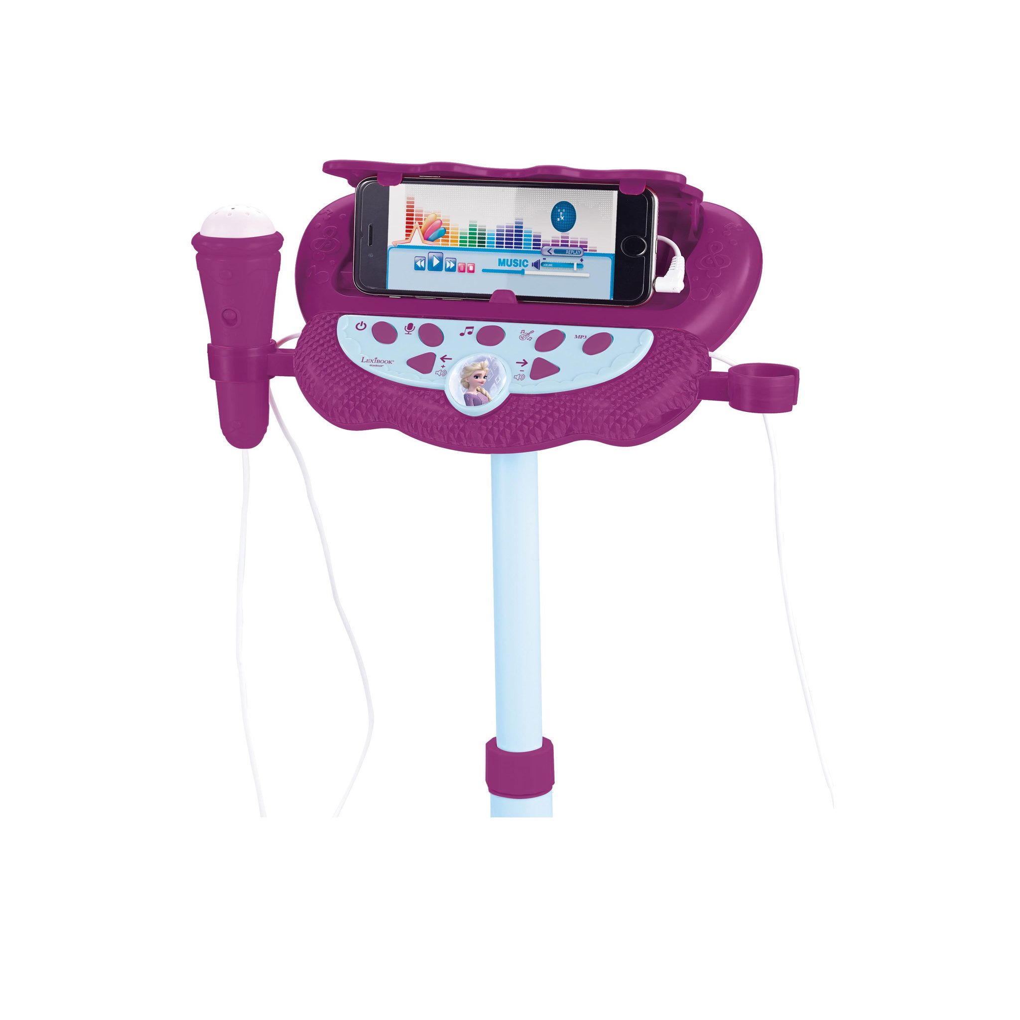 Voir la diapositive 4 : Lexibook Microphone sur pied Enceinte Bluetooth Reine des Neiges