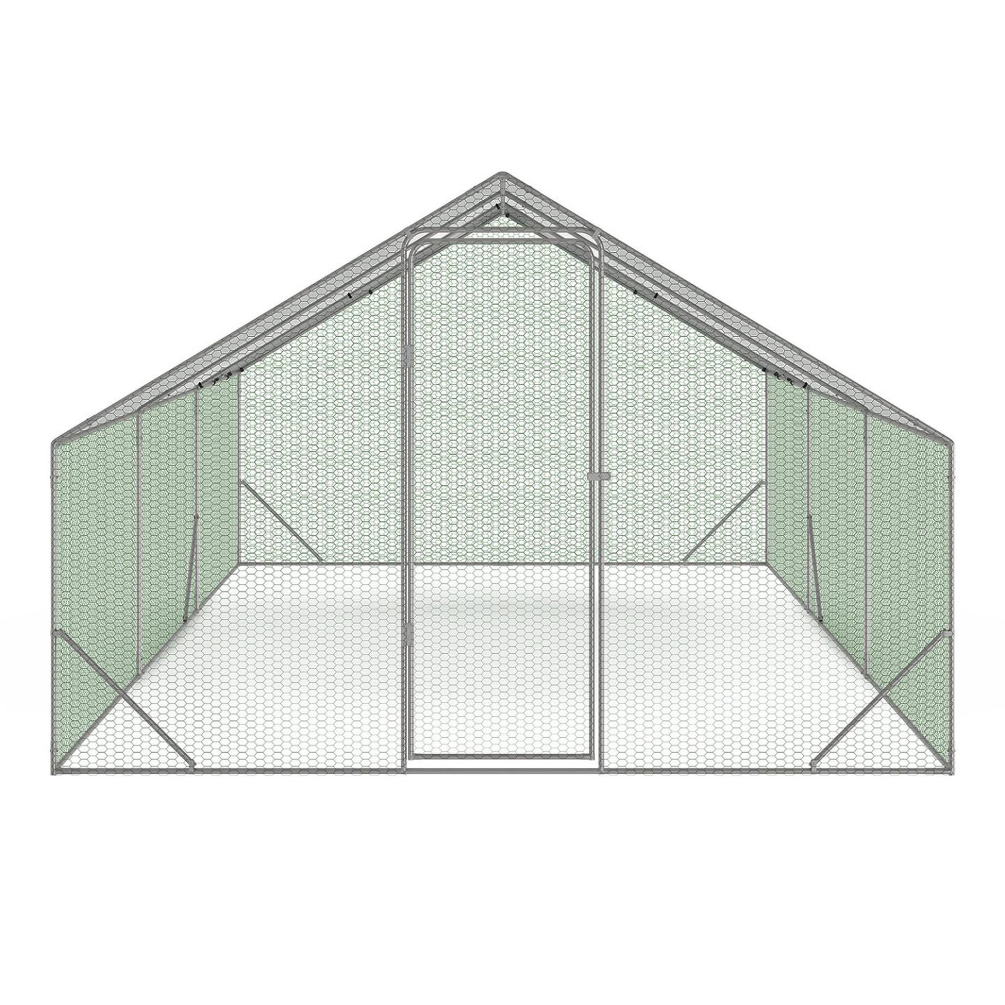 Voir la diapositive 3 : ID MARKET Enclos poulailler 18 m² parc grillagé 6x3 m acier galvanisé