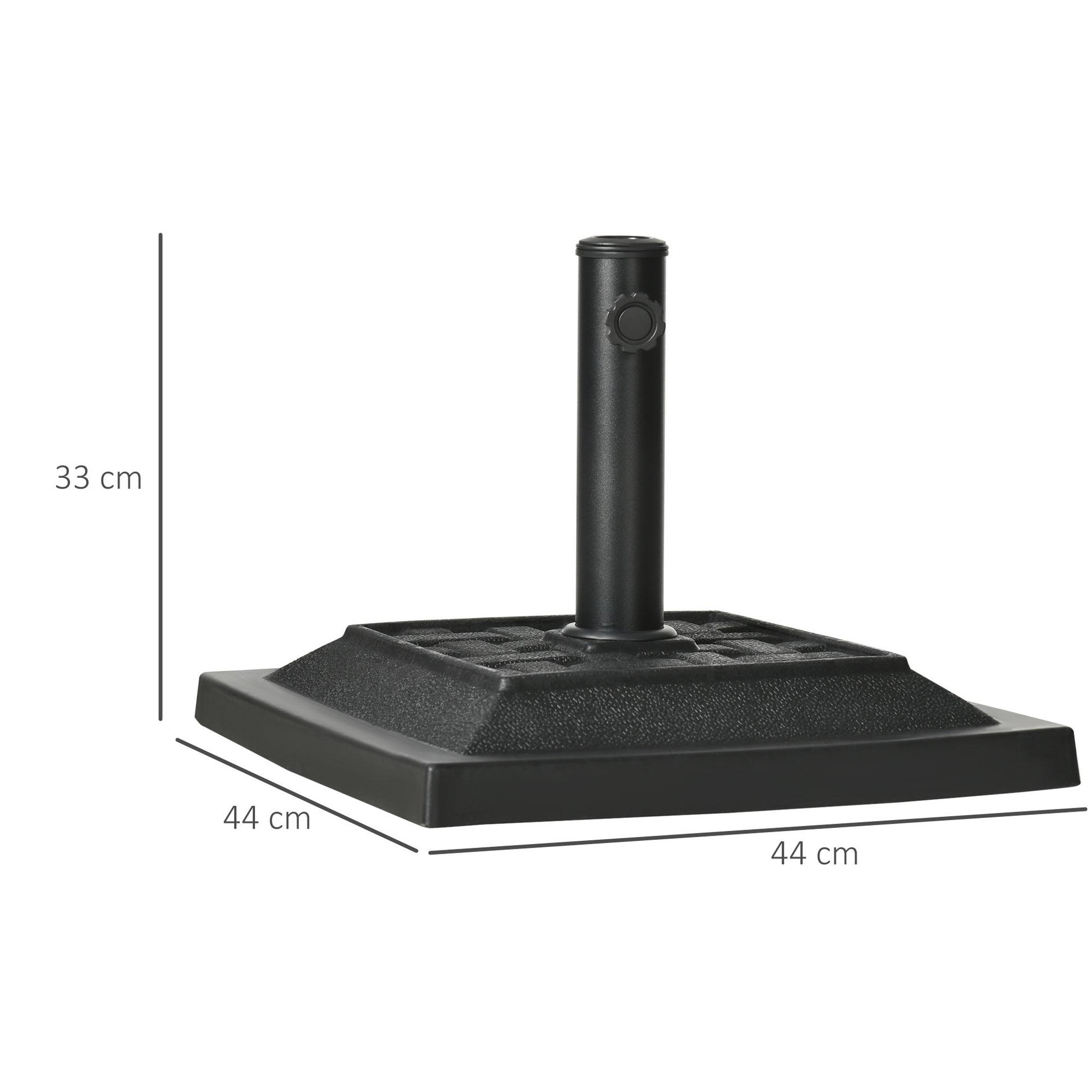 Voir la diapositive 3 : OUTSUNNY Pied de parasol carré base de lestage résine aspect rotin tressé poids net 12 Kg noir