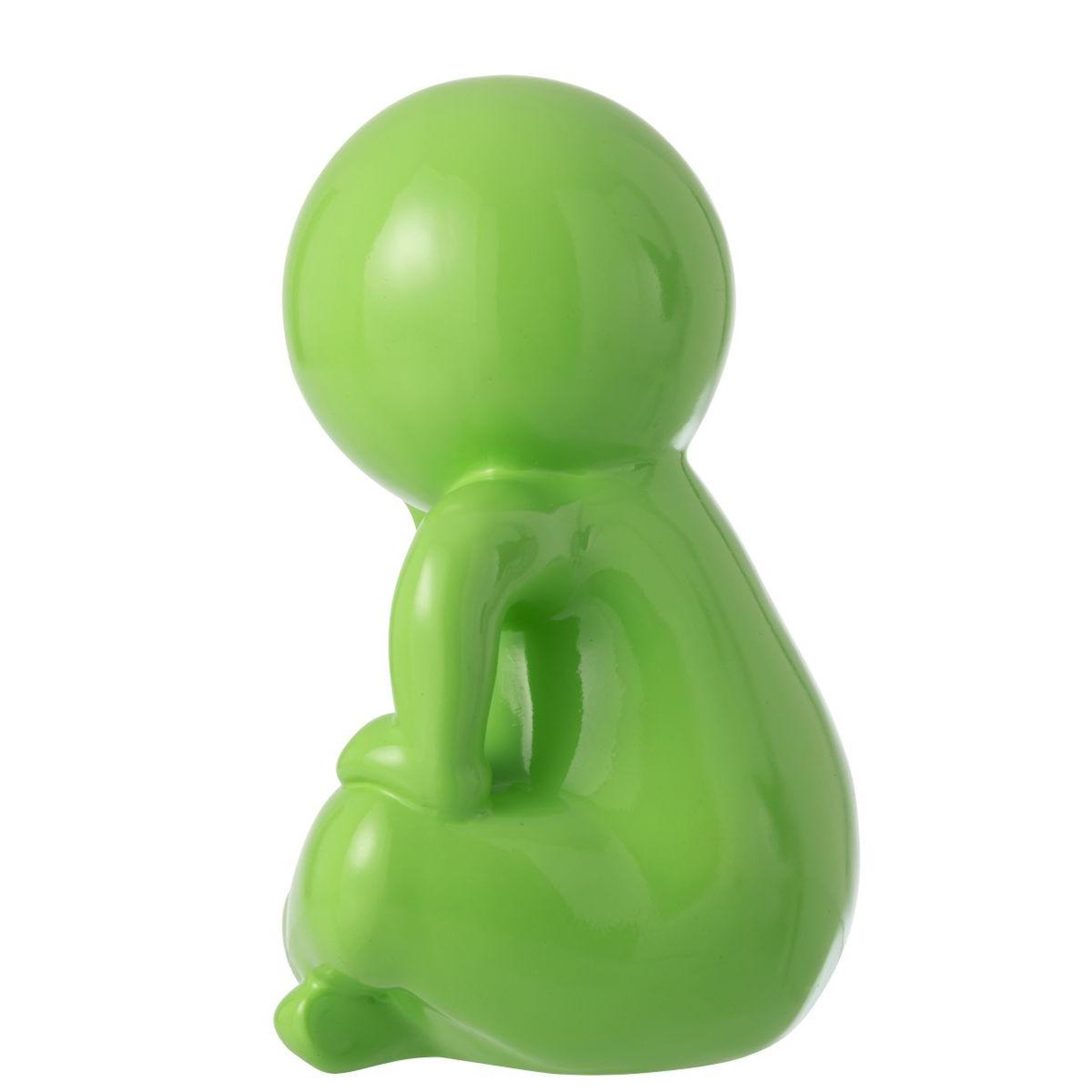 Voir la diapositive 4 : J-LINE Statuette déco unie  marcel  35cm vert