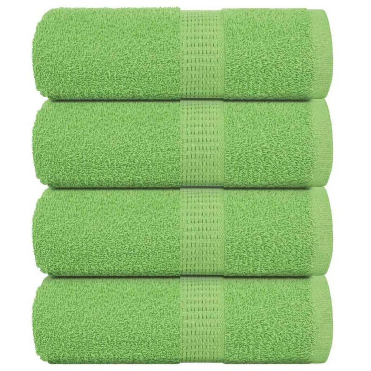 VIDAXL Serviettes d invité 4pcs vert pomme 30x50cm 360 g m² 100% coton