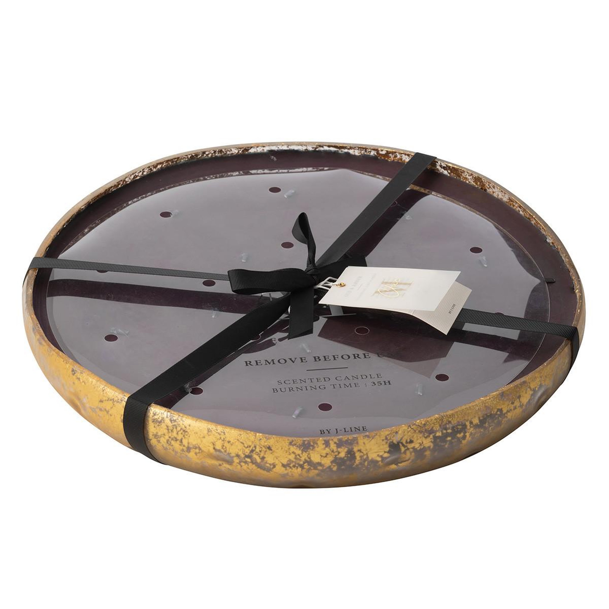 Voir la diapositive 2 : J-LINE Bougie Parfumée Ronde  M-Chic  37cm Oud & Amber