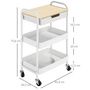 Voir la diapositive 3 : HOMCOM Desserte de cuisine chariot de service 2 étagères tiroir plateau aspect bois clair acier PP blanc