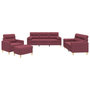 Voir la diapositive 2 : VIDAXL Ensemble de canapes 4 pcs avec coussins rouge bordeaux tissu