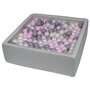  Piscine à balles pour enfant, 90x90 cm, Aire de jeu + 450 balles perle, rose clair, gris