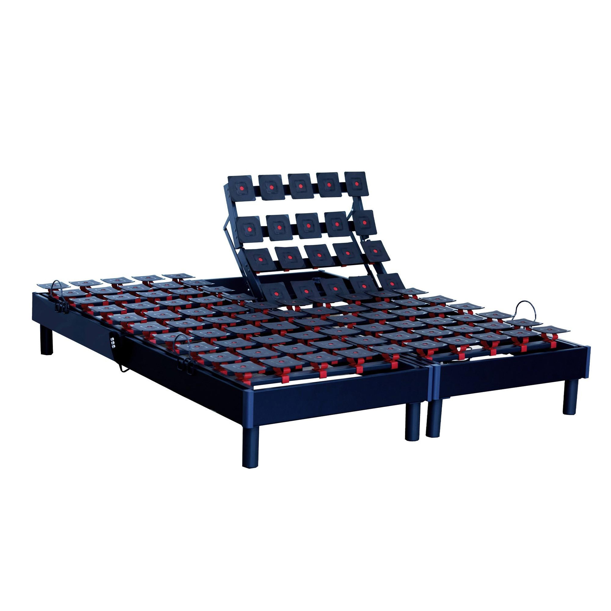 Voir la diapositive 3 : IDLITERIE Ensemble relaxation 100% latex 5 zones + sommier avec réglage fermeté partout 2x90 x 200