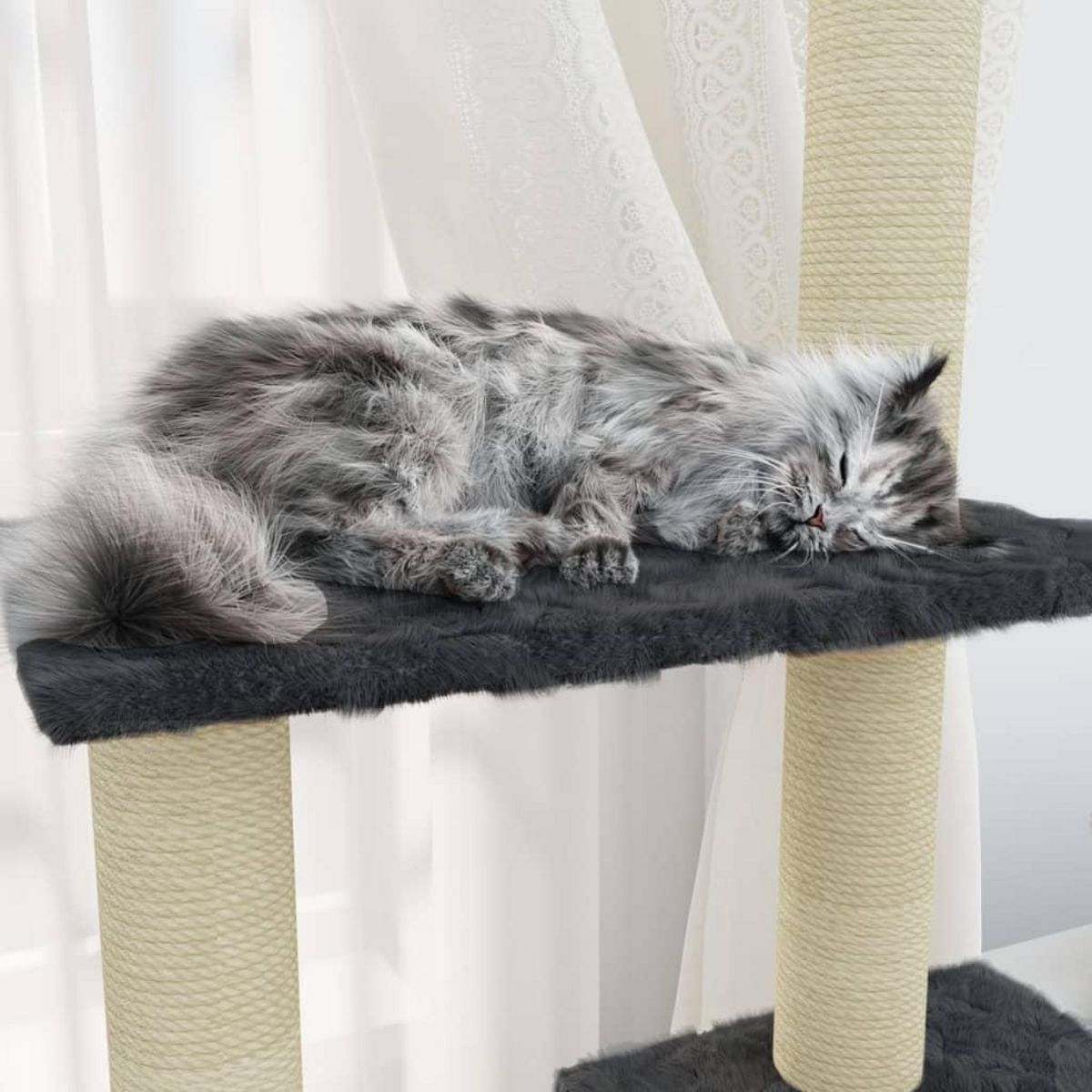 VIDAXL Arbre a chat avec griffoirs en sisal Gris fonce 155 cm