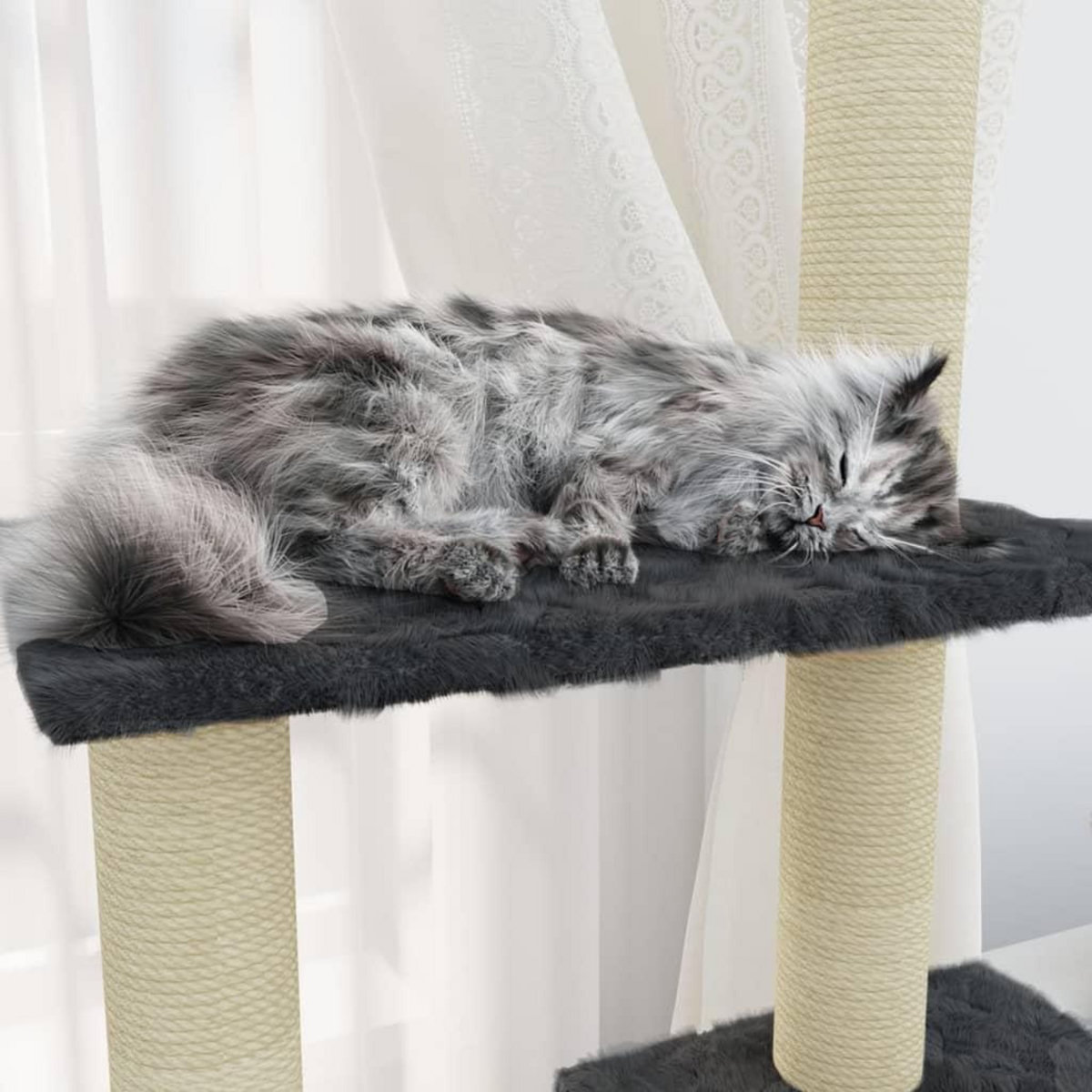 VIDAXL Arbre a chat avec griffoirs en sisal Gris fonce 155 cm