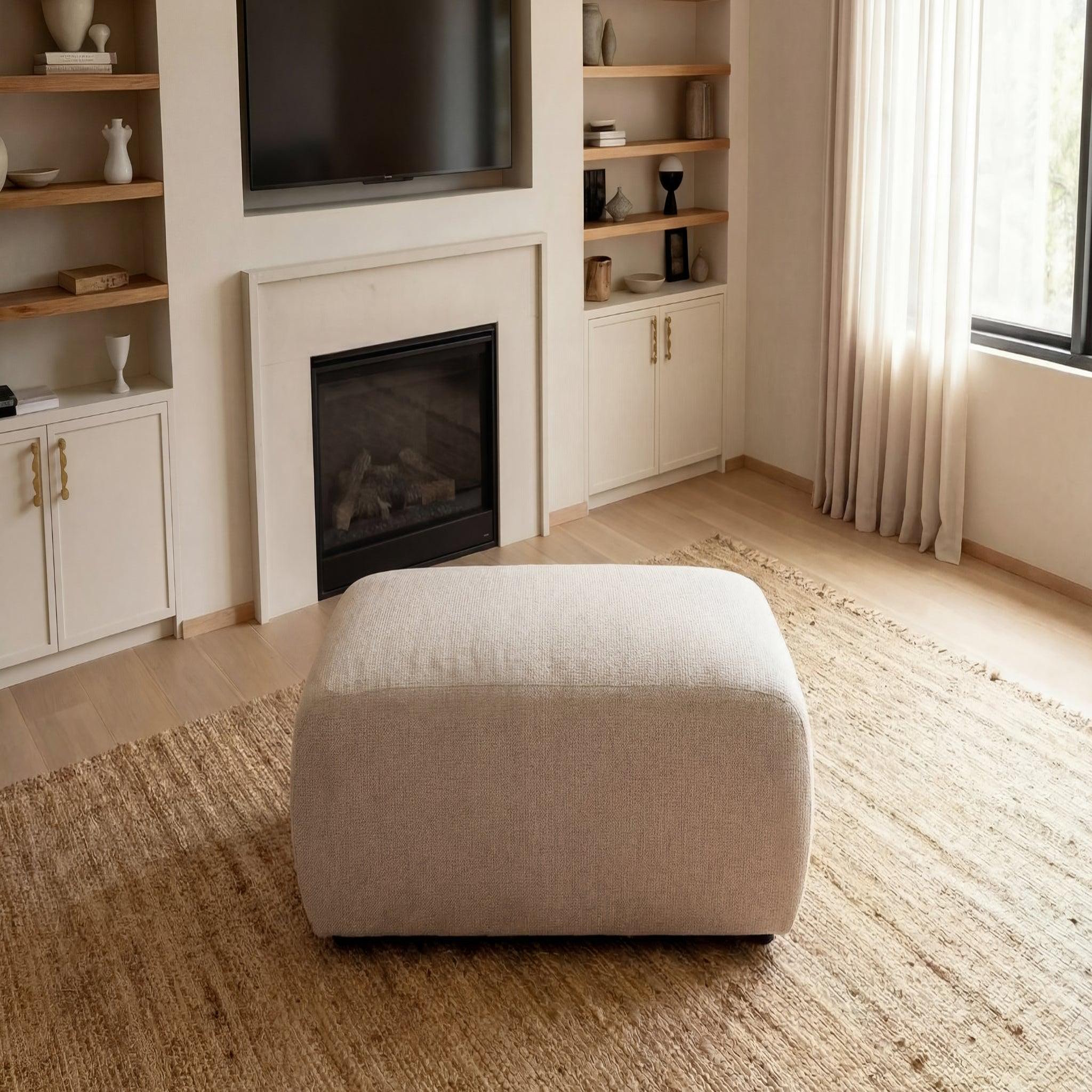 Voir la diapositive 5 : CASANOVA PARIS Sacha - pouf en tissu chiné 105x57x40