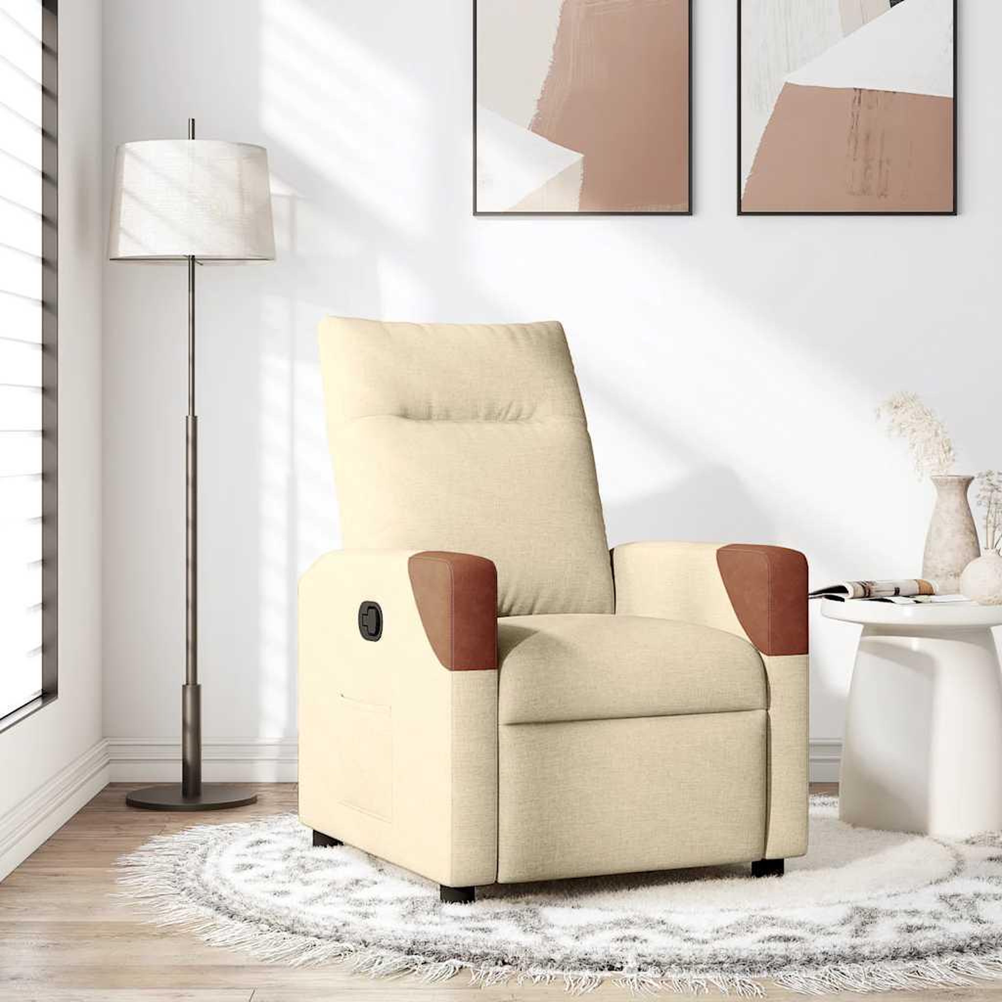 VIDAXL Fauteuil inclinable Creme Tissu