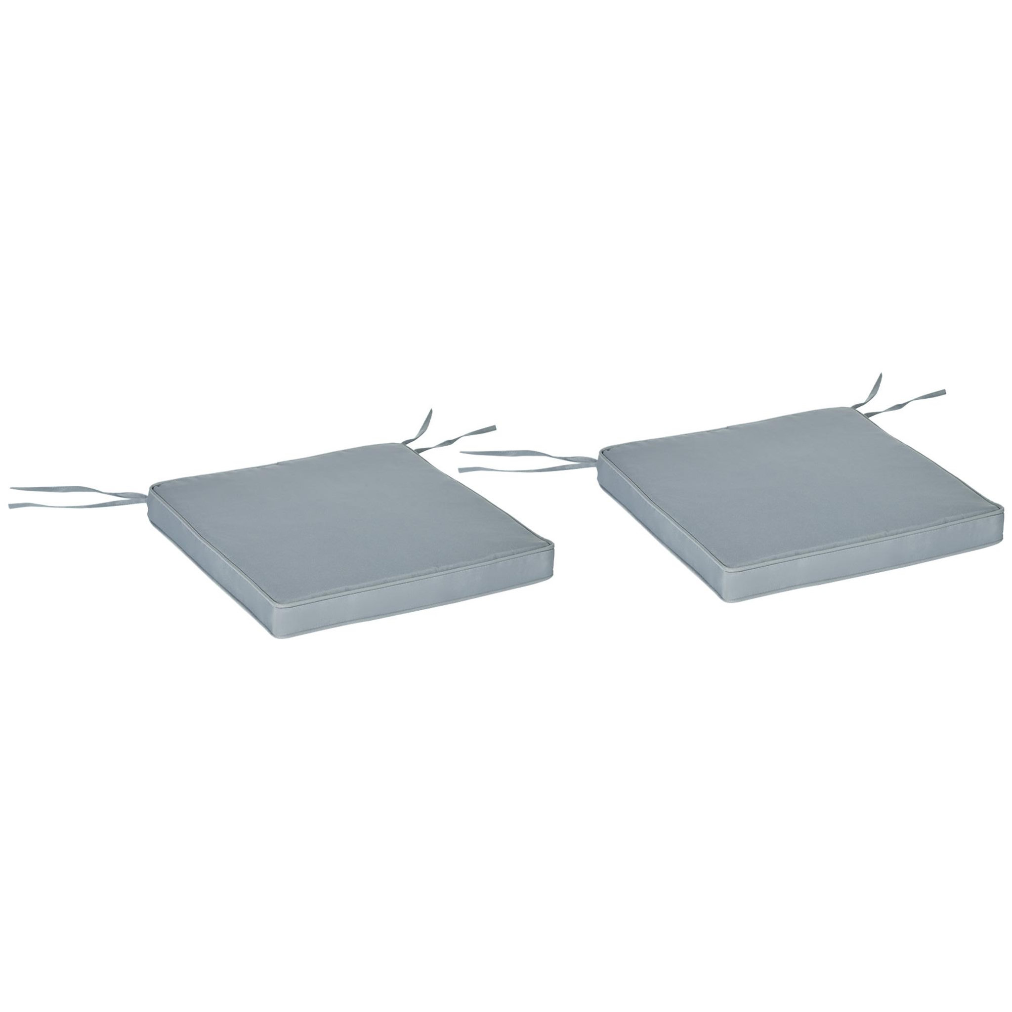 OUTSUNNY Lot de 2 coussins d'assise carrés chaises fauteuils tabourets - coussins déhoussables zippés avec cordons d'attache - dim. 45L x 45l cm ép. 5 cm - polyester gris
